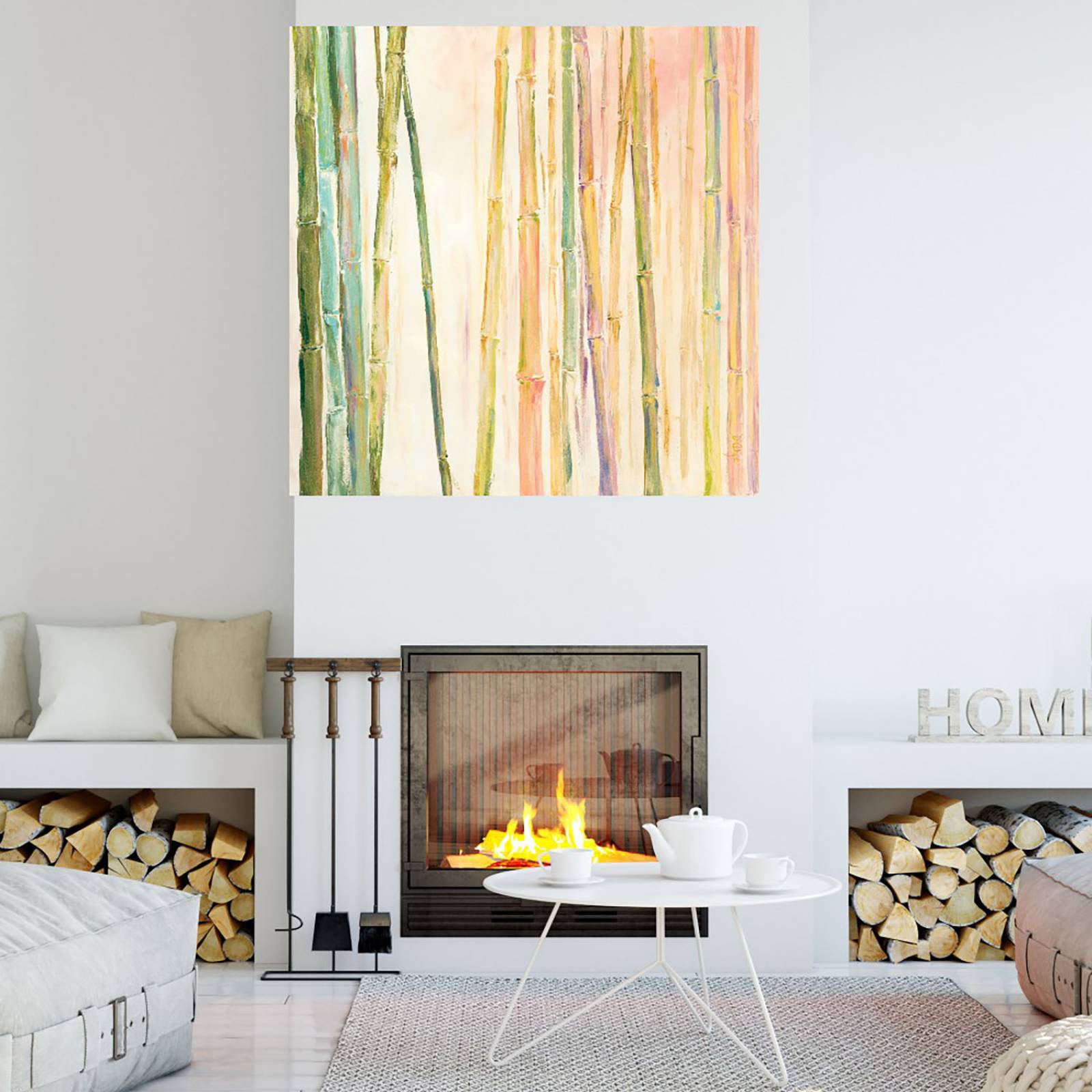 Cuadro Decorativo | Bambú II | Dina D'Argo | 56X56 Cm | Arte Floral | Impresión en Lienzo | Fine Art TJ