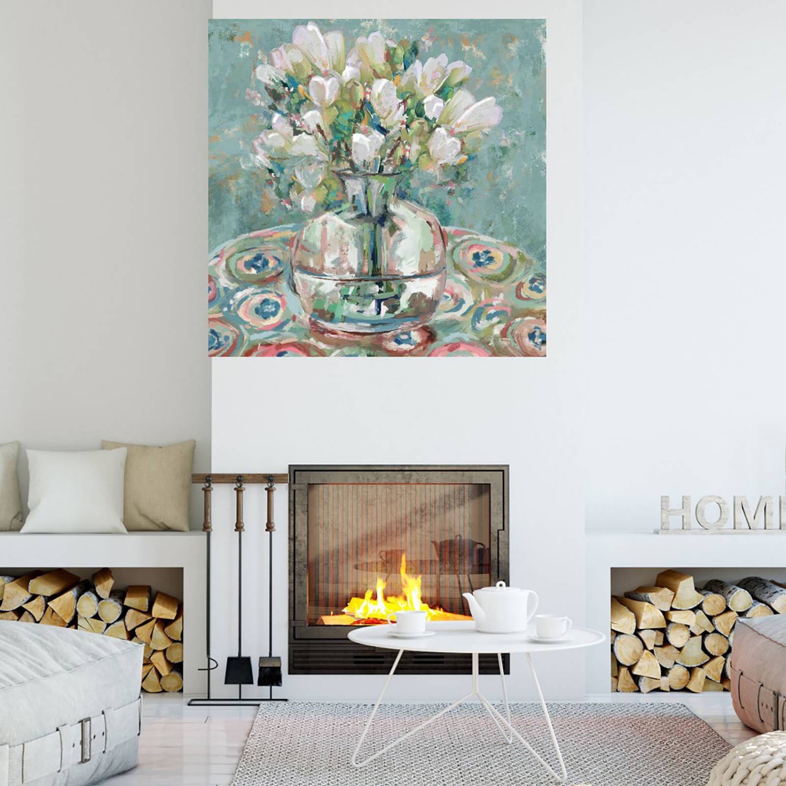 Cuadro Decorativo | Barcelona | Studio Arts | 122X122 Cm | Arte Florero | Impresión en Lienzo | Fine Art TJ