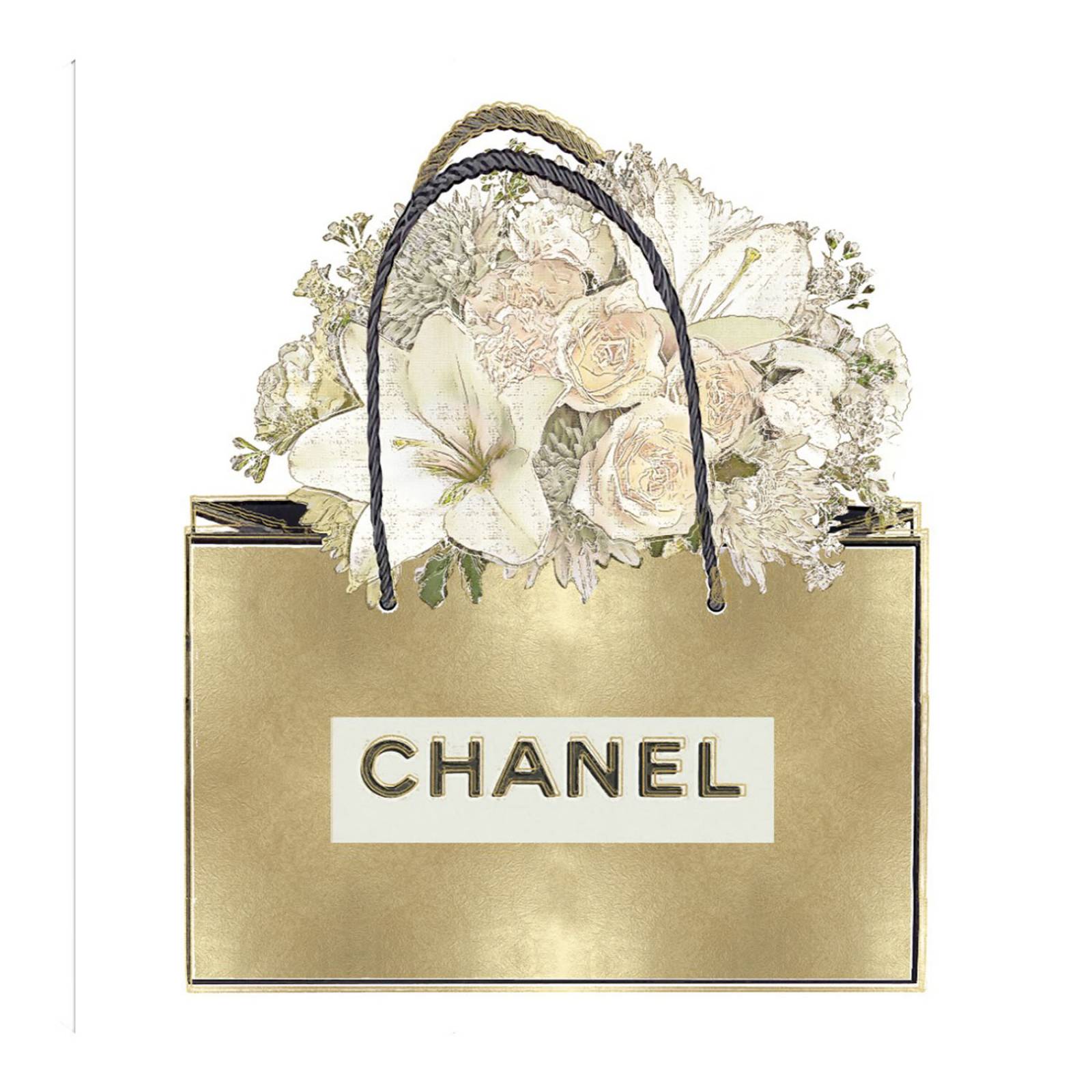 Cuadro Decorativo | Bolsa de oro con ramo floral | Madeline Blake | 82X82 Cm | Arte Moderno | Impresión en Lienzo | Fine Art TJ