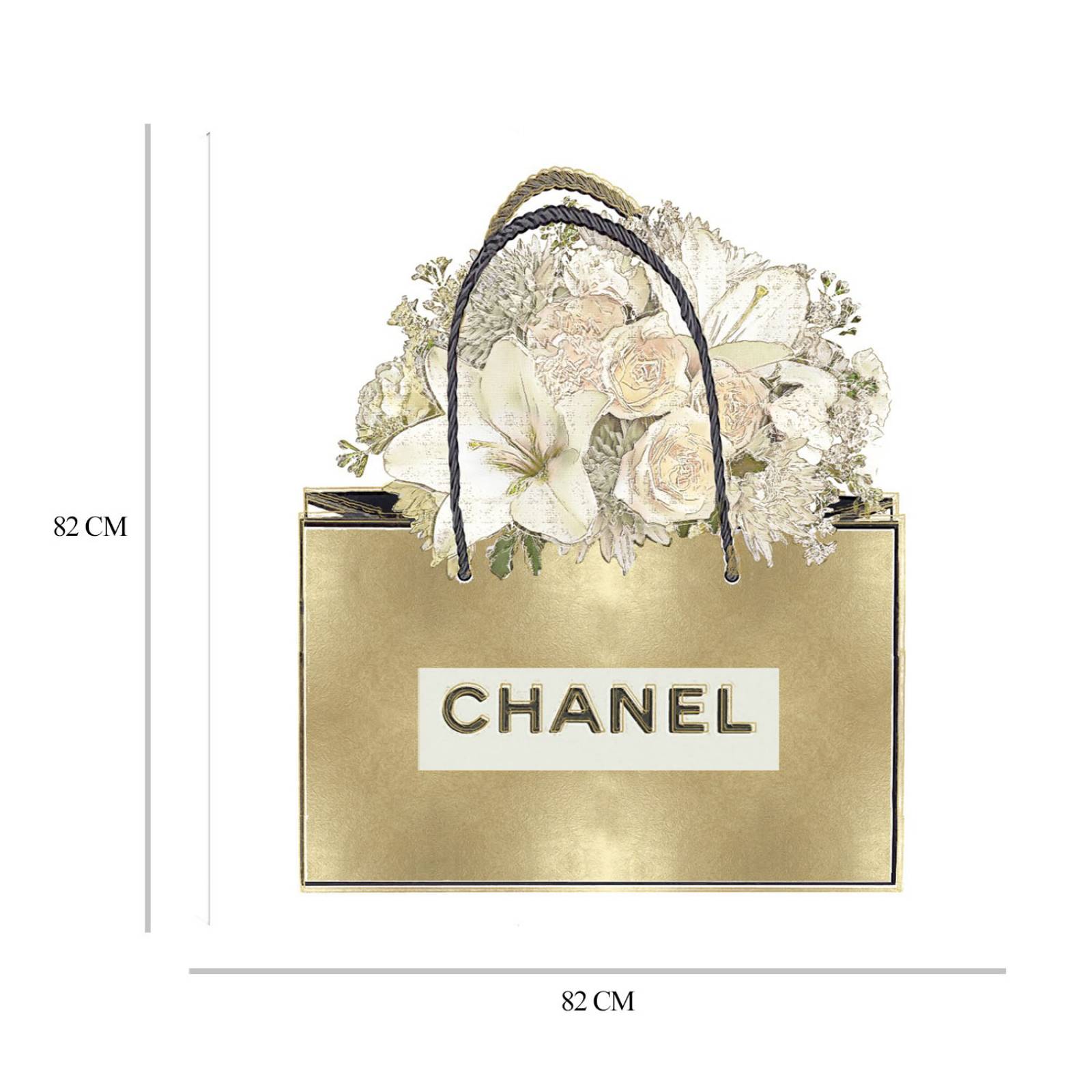 Cuadro Decorativo | Bolsa de oro con ramo floral | Madeline Blake | 82X82 Cm | Arte Moderno | Impresión en Lienzo | Fine Art TJ