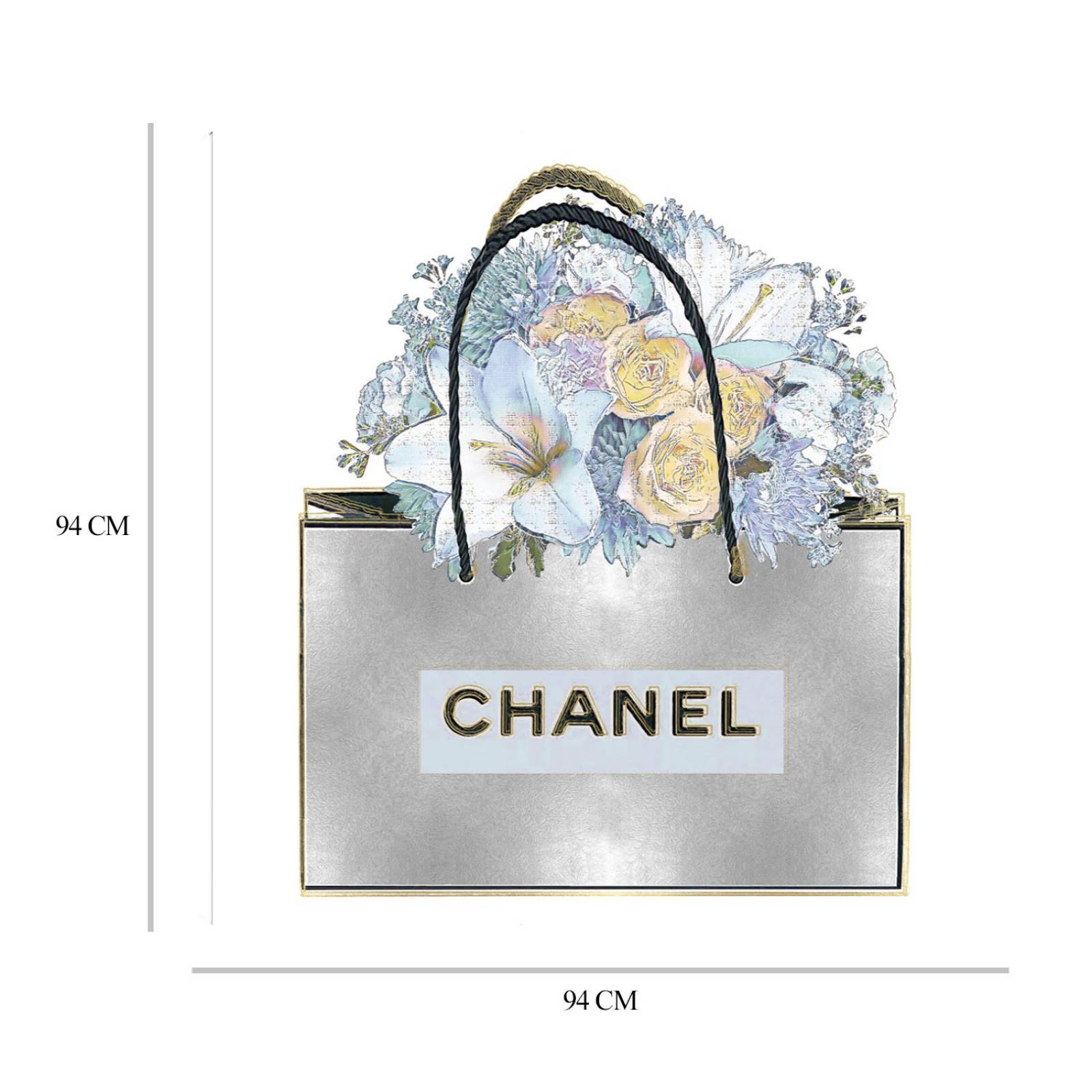 Cuadro Decorativo | Bolsa de plata con ramo aqua | Madeline Blake | 94X94 Cm | Arte Moderno | Impresión en Lienzo | Fine Art TJ