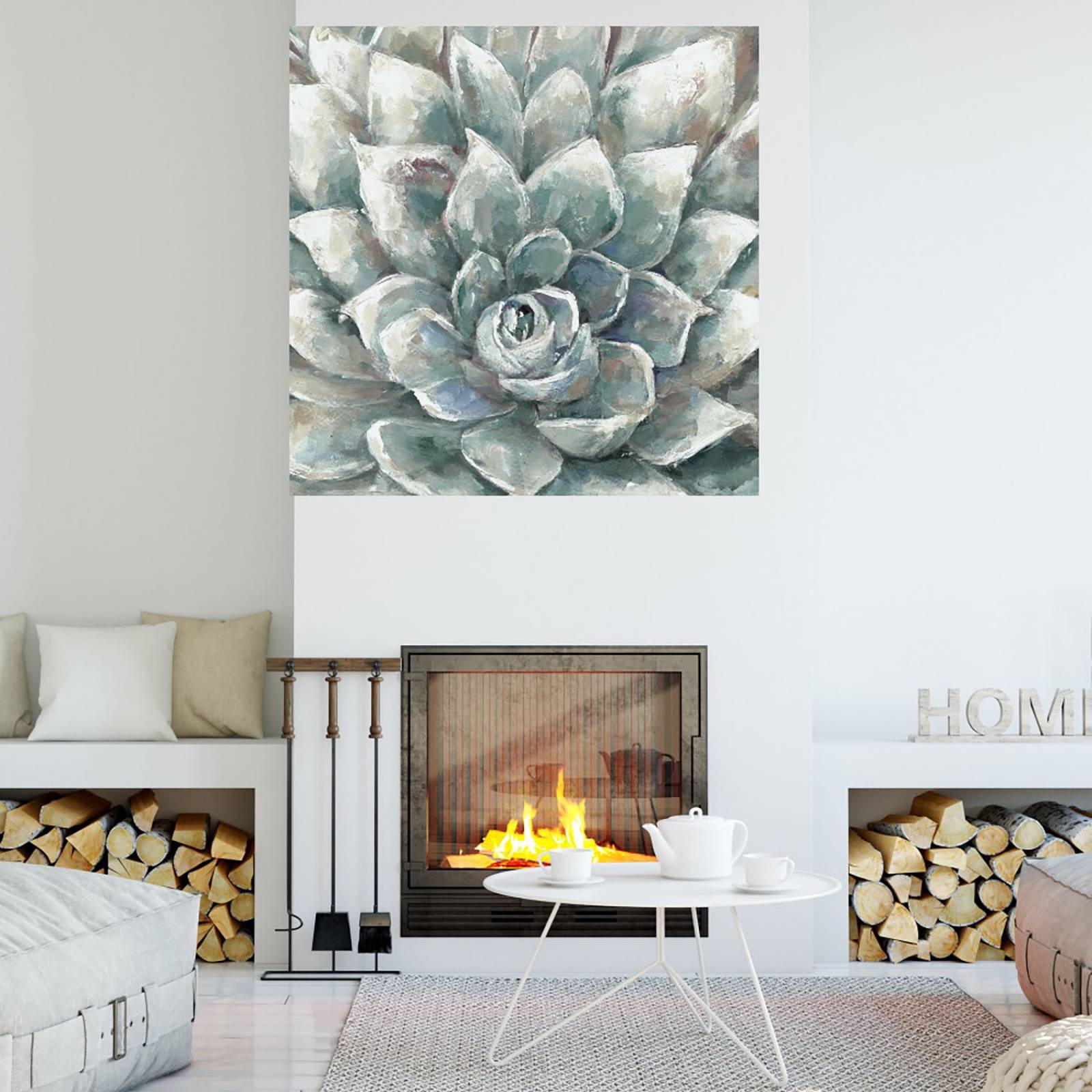 Cuadro Decorativo | Cactus Floreciendo | Sandy Doonan | 94X94 Cm | Arte Floral | Impresión en Lienzo | Fine Art TJ