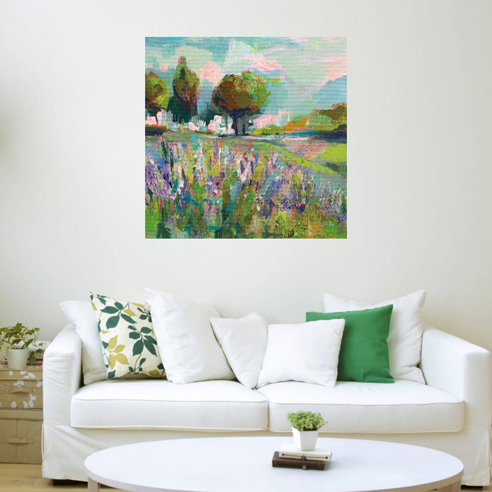 Cuadro Decorativo | Campo de flores | Jeanette Vertentes | 94X94 Cm | Arte Paisaje | Impresión en Lienzo | Fine Art TJ