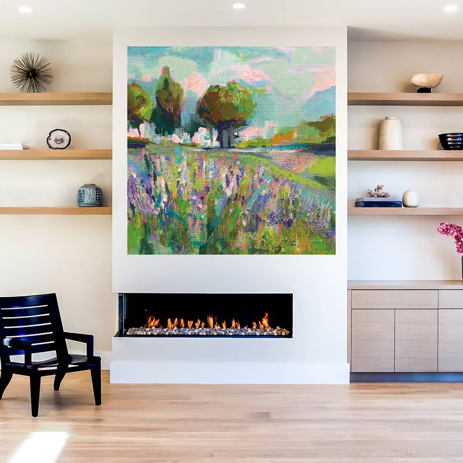 Cuadro Decorativo | Campo de flores | Jeanette Vertentes | 94X94 Cm | Arte Paisaje | Impresión en Lienzo | Fine Art TJ