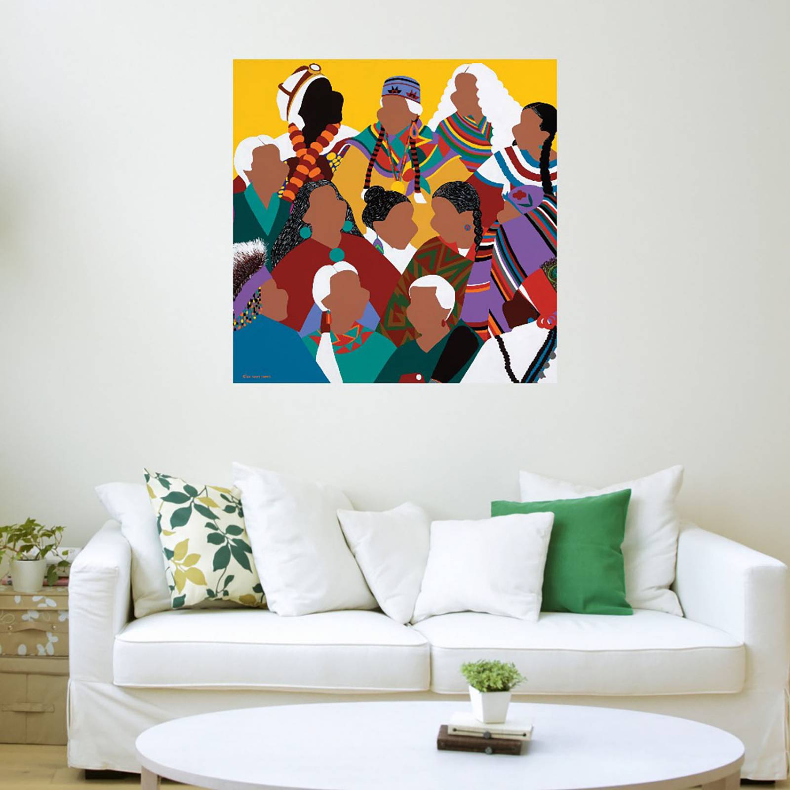 Cuadro Decorativo | Consejo de Abuelas Indígenas | Synthia SAINT JAMES | 82X82 Cm | Arte Moderno | Impresión en Lienzo | Fine Art TJ