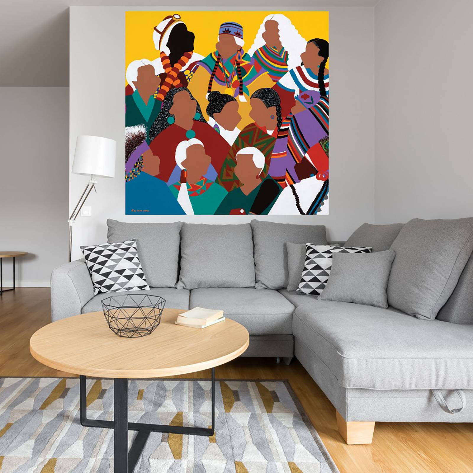 Cuadro Decorativo | Consejo de Abuelas Indígenas | Synthia SAINT JAMES | 82X82 Cm | Arte Moderno | Impresión en Lienzo | Fine Art TJ