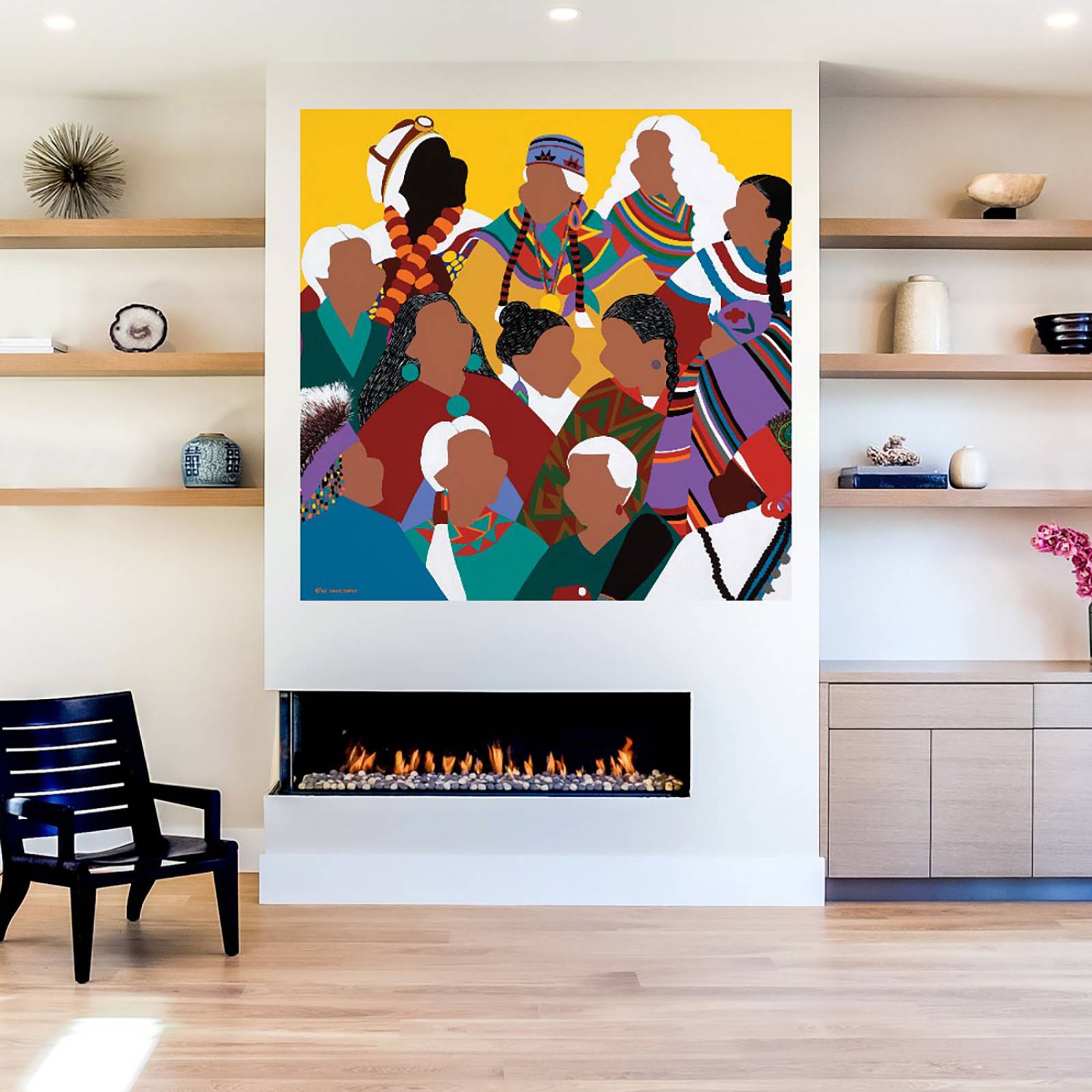 Cuadro Decorativo | Consejo de Abuelas Indígenas | Synthia SAINT JAMES | 82X82 Cm | Arte Moderno | Impresión en Lienzo | Fine Art TJ