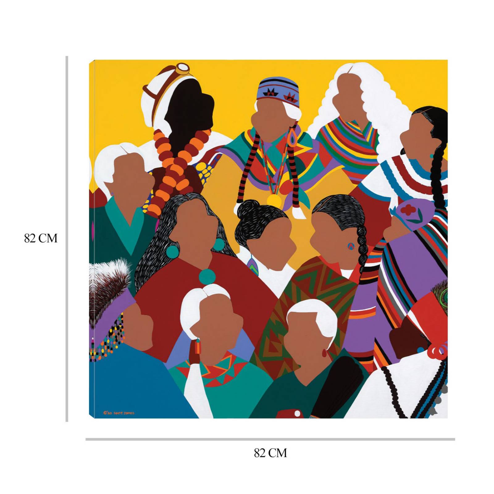 Cuadro Decorativo | Consejo de Abuelas Indígenas | Synthia SAINT JAMES | 82X82 Cm | Arte Moderno | Impresión en Lienzo | Fine Art TJ