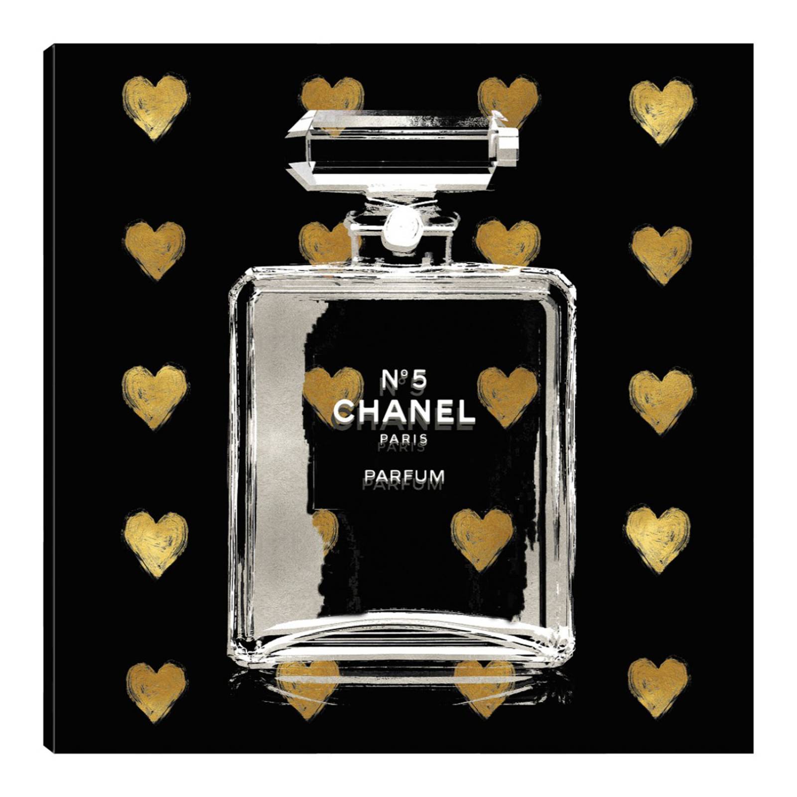 Cuadro Decorativo | Corazones de oro sobre negro | Madeline Blake | 56X56 Cm | Arte Moderno | Impresión en Lienzo | Fine Art TJ