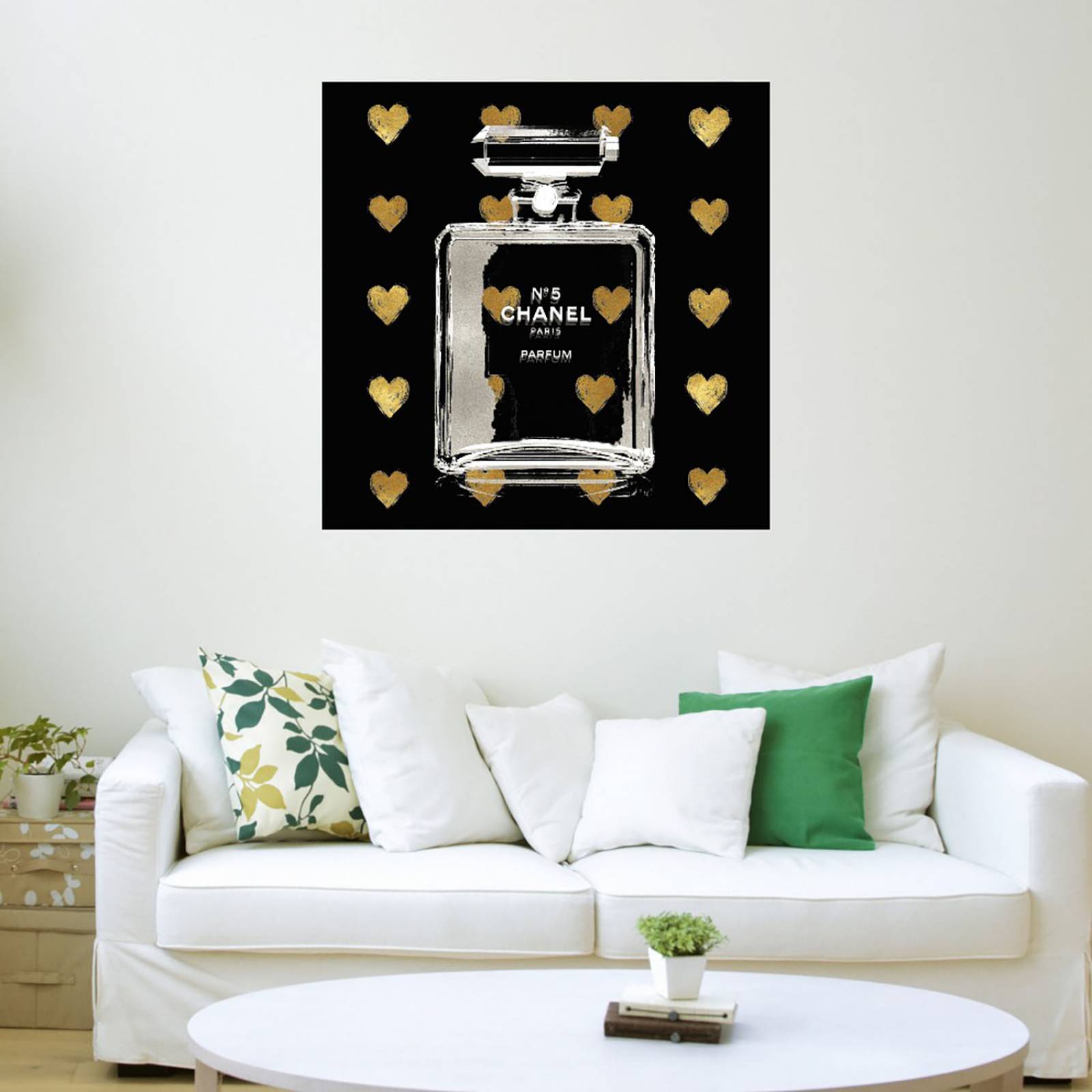 Cuadro Decorativo | Corazones de oro sobre negro | Madeline Blake | 56X56 Cm | Arte Moderno | Impresión en Lienzo | Fine Art TJ