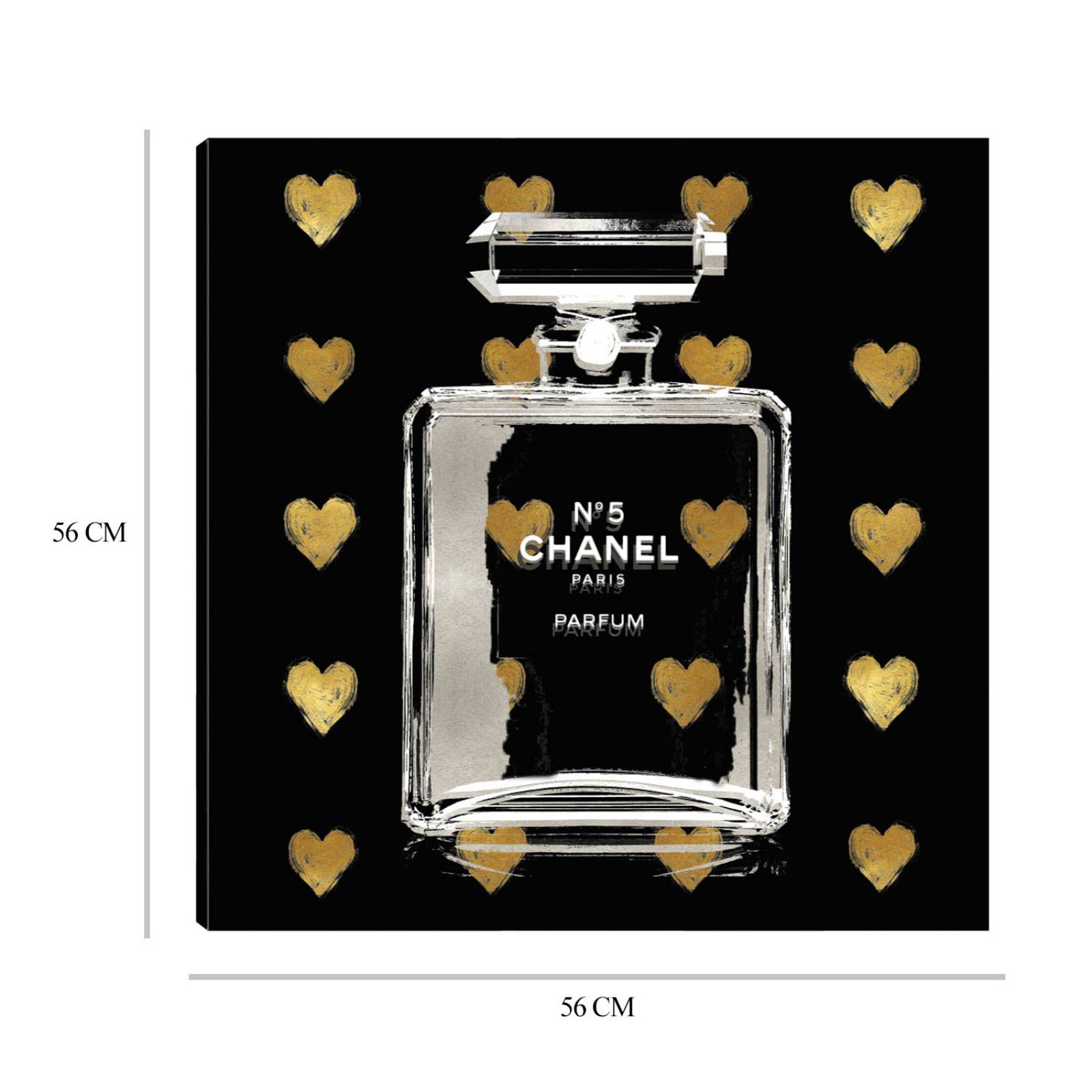 Cuadro Decorativo | Corazones de oro sobre negro | Madeline Blake | 56X56 Cm | Arte Moderno | Impresión en Lienzo | Fine Art TJ