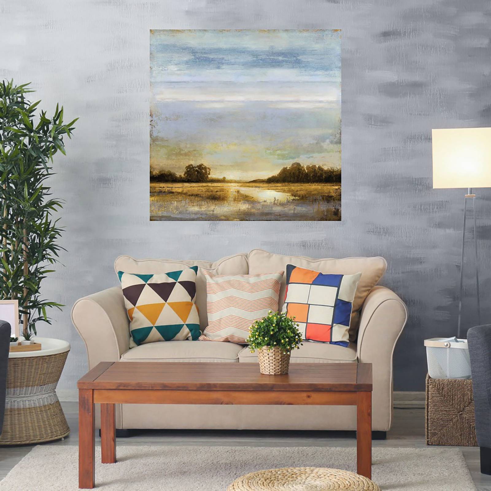 Cuadro Decorativo | El borde del estanque | Eric Turner | 56X56 Cm | Arte Paisaje | Impresión en Lienzo | Fine Art TJ