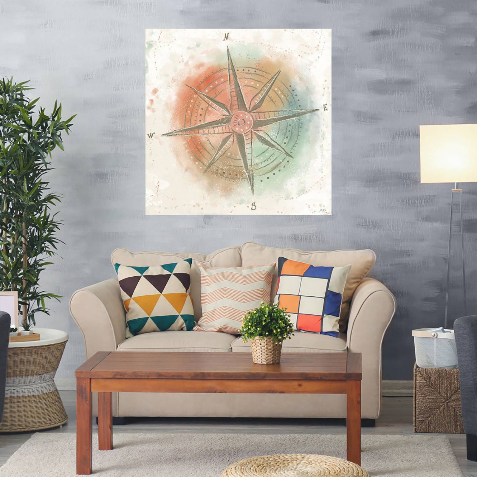 Cuadro Decorativo | Explora el Mundo II | Veronique Charron | 94X94 Cm | Arte Abstracto | Impresión en Lienzo | Fine Art TJ