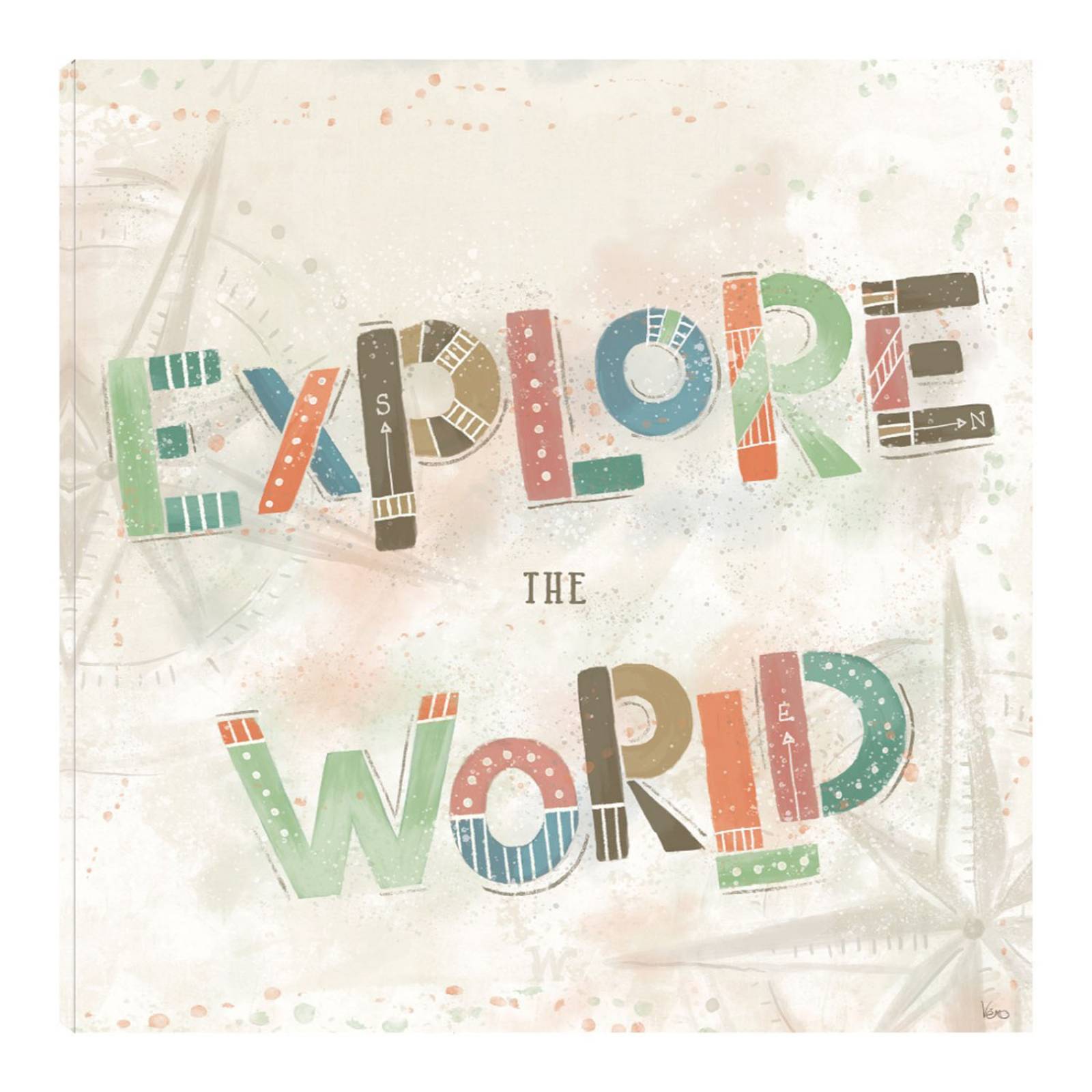 Cuadro Decorativo | Explora el Mundo IV | Veronique Charron | 82X82 Cm | Arte Frases | Impresión en Lienzo | Fine Art TJ