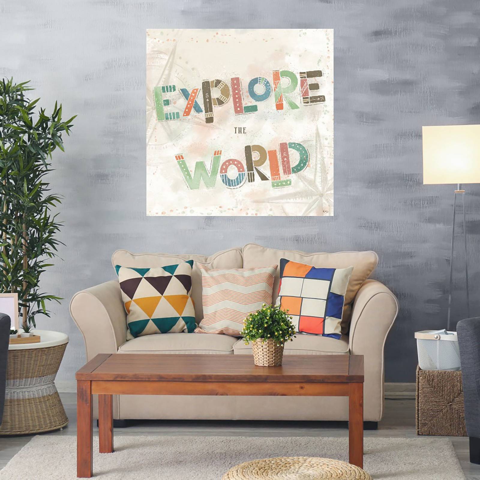 Cuadro Decorativo | Explora el Mundo IV | Veronique Charron | 94X94 Cm | Arte Frases | Impresión en Lienzo | Fine Art TJ