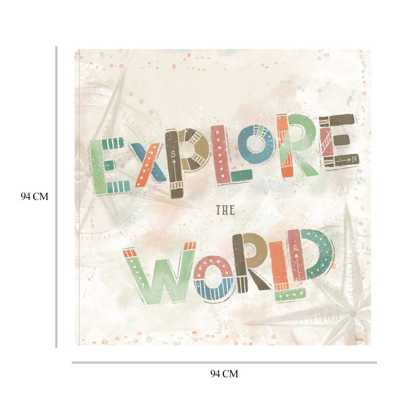 Cuadro Decorativo | Explora el Mundo IV | Veronique Charron | 94X94 Cm | Arte Frases | Impresión en Lienzo | Fine Art TJ