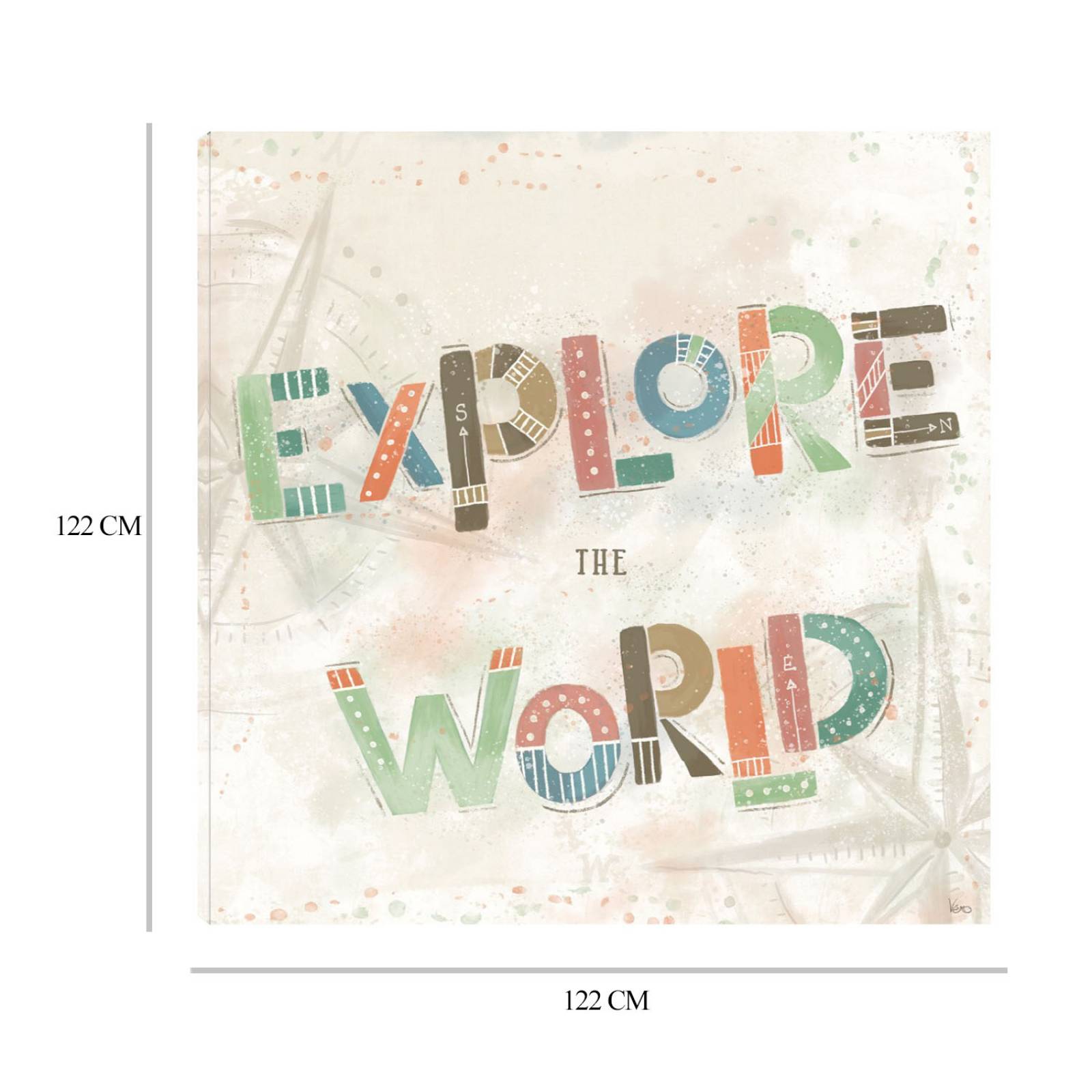 Cuadro Decorativo | Explora el Mundo IV | Veronique Charron | 122X122 Cm | Arte Frases | Impresión en Lienzo | Fine Art TJ