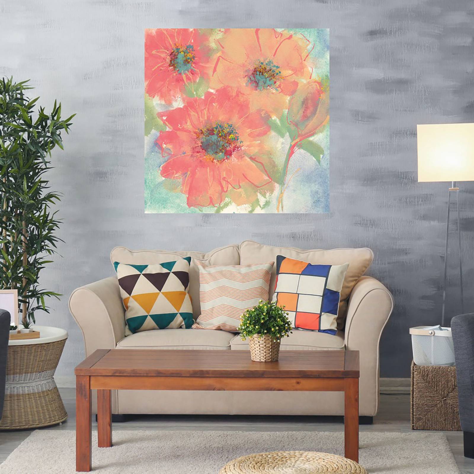 Cuadro Decorativo | Flores Rosas I | Chris Paschke | 94X94 Cm | Arte Floral | Impresión en Lienzo | Fine Art TJ