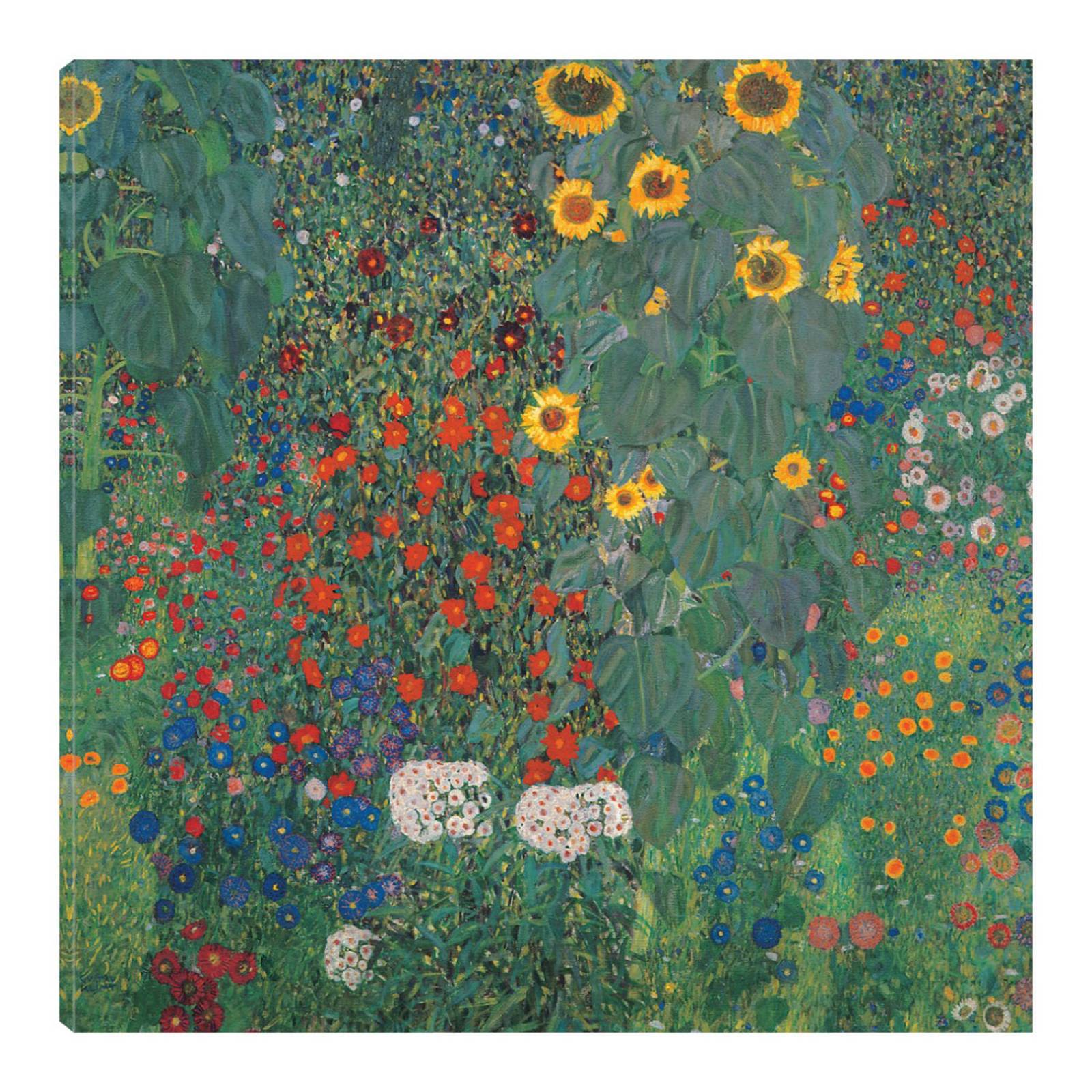 Cuadro Decorativo | Jardín con girasoles | Gustav Klimt | 56X56 Cm | Arte Floral | Impresión en Lienzo | Fine Art TJ