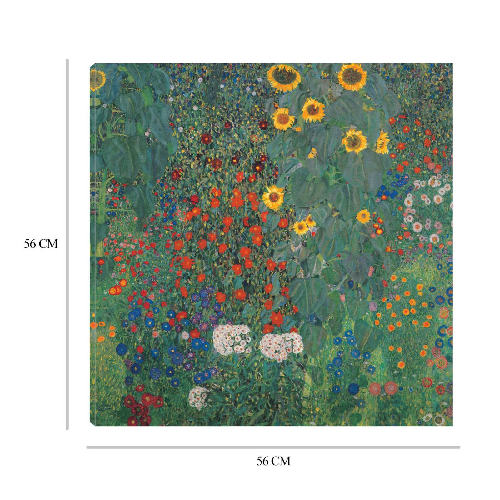Cuadro Decorativo | Jardín con girasoles | Gustav Klimt | 56X56 Cm | Arte Floral | Impresión en Lienzo | Fine Art TJ