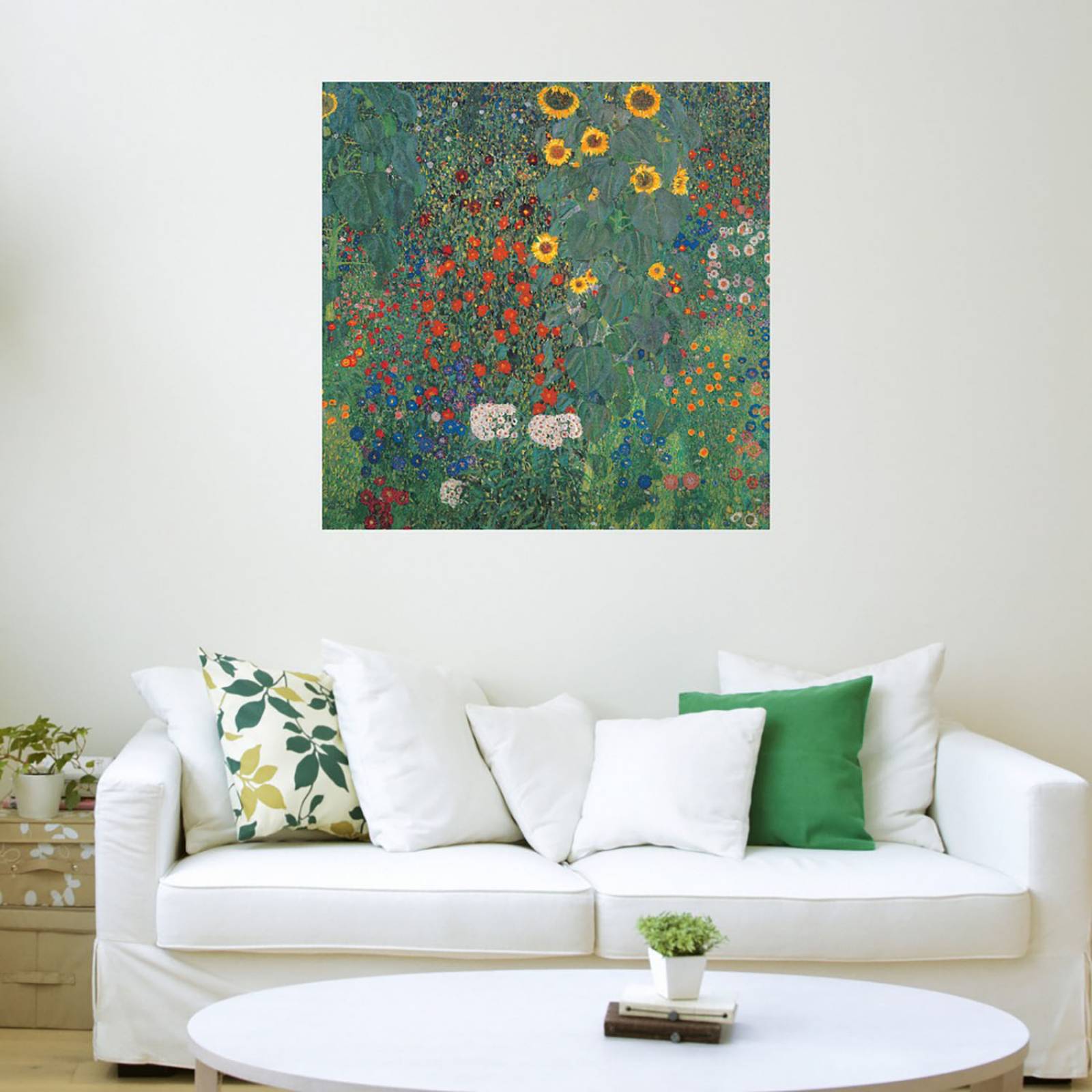 Cuadro Decorativo | Jardín con girasoles | Gustav Klimt | 82X82 Cm | Arte Floral | Impresión en Lienzo | Fine Art TJ