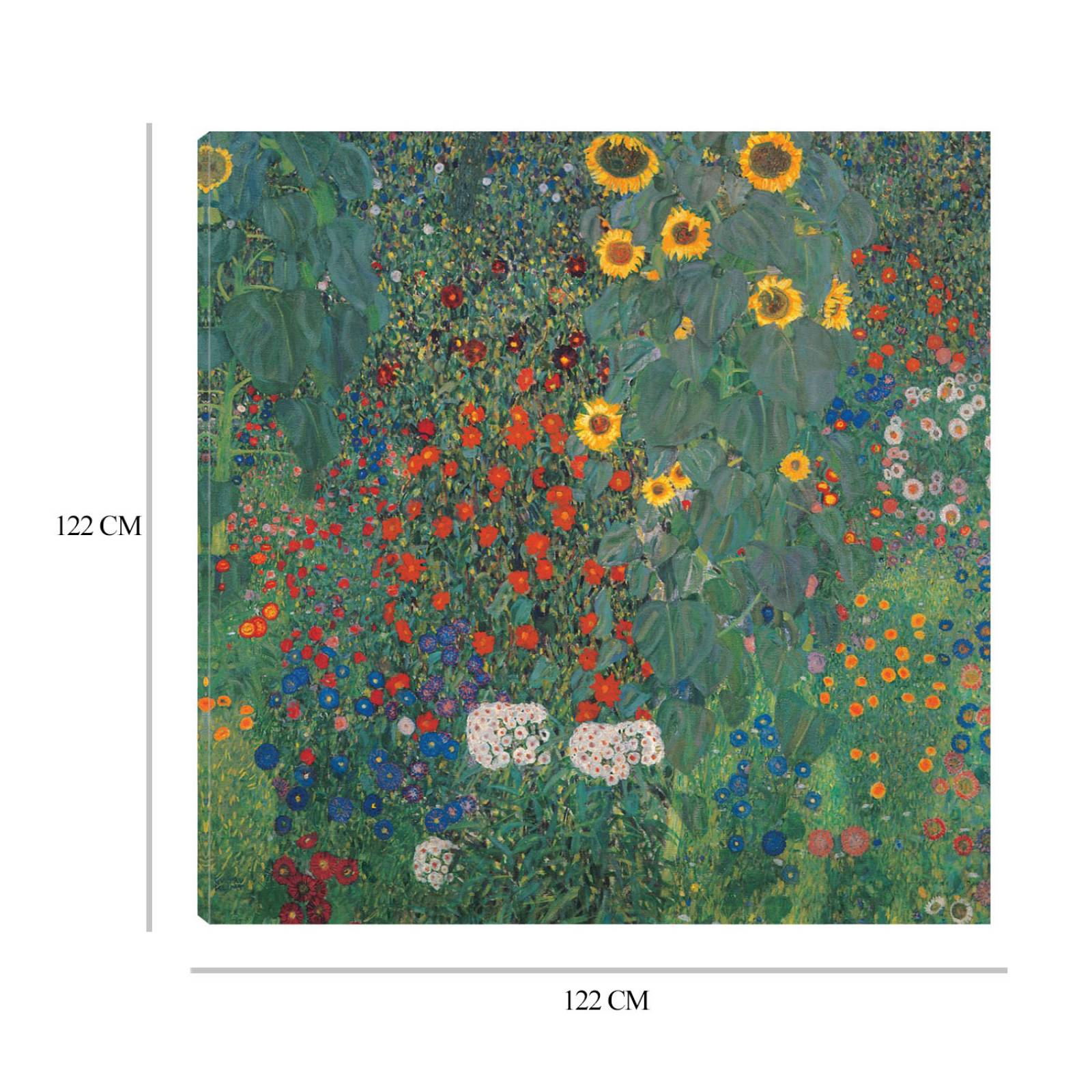 Cuadro Decorativo | Jardín con girasoles | Gustav Klimt | 122X122 Cm | Arte Floral | Impresión en Lienzo | Fine Art TJ
