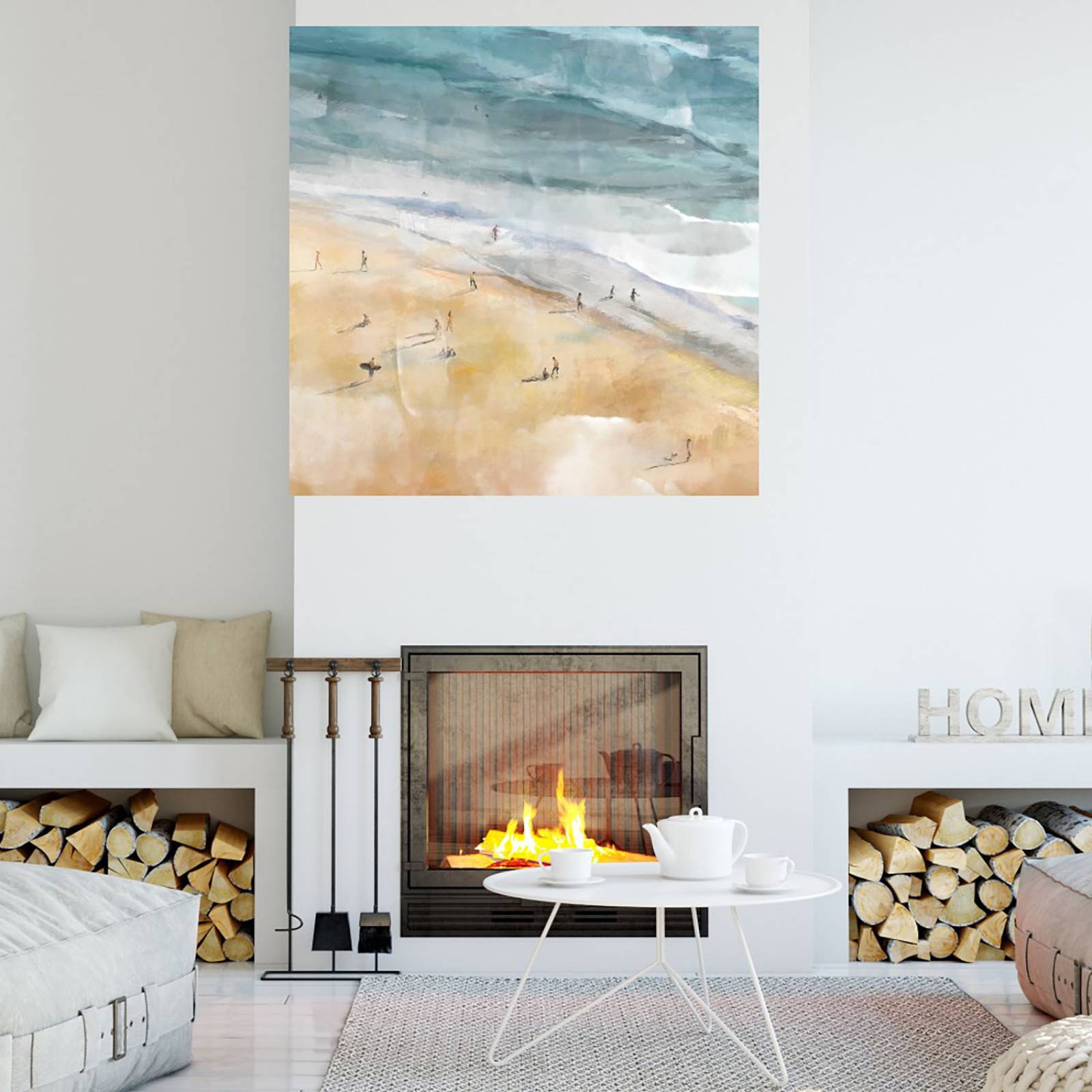 Cuadro Decorativo | La playa | Studio Arts | 56X56 Cm | Arte Paisaje | Impresión en Lienzo | Fine Art TJ