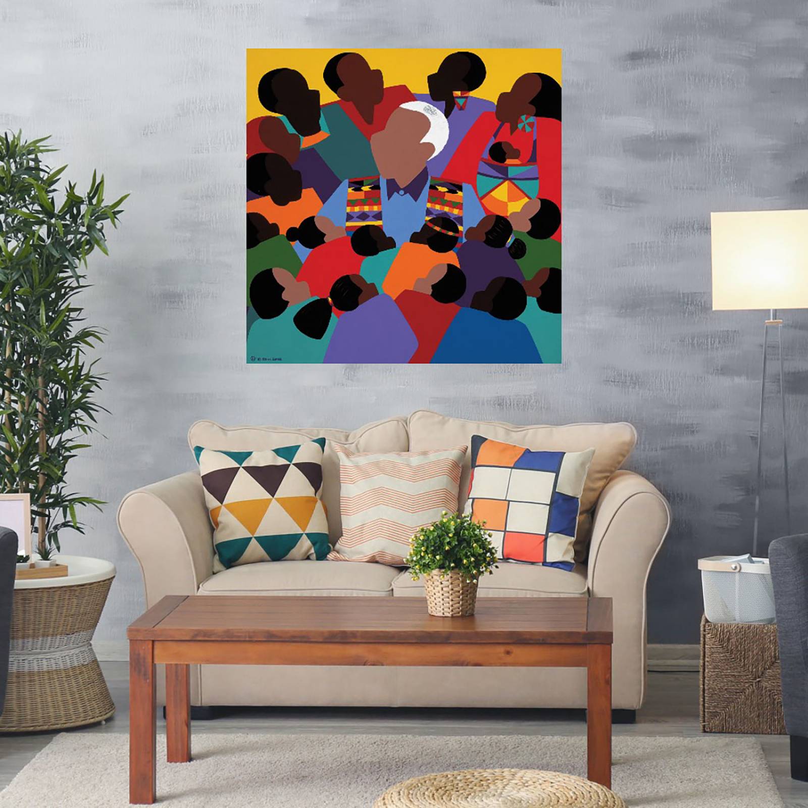 Cuadro Decorativo | Madiba Mandela | Synthia SAINT JAMES | 122X122 Cm | Arte Moderno | Impresión en Lienzo | Fine Art TJ