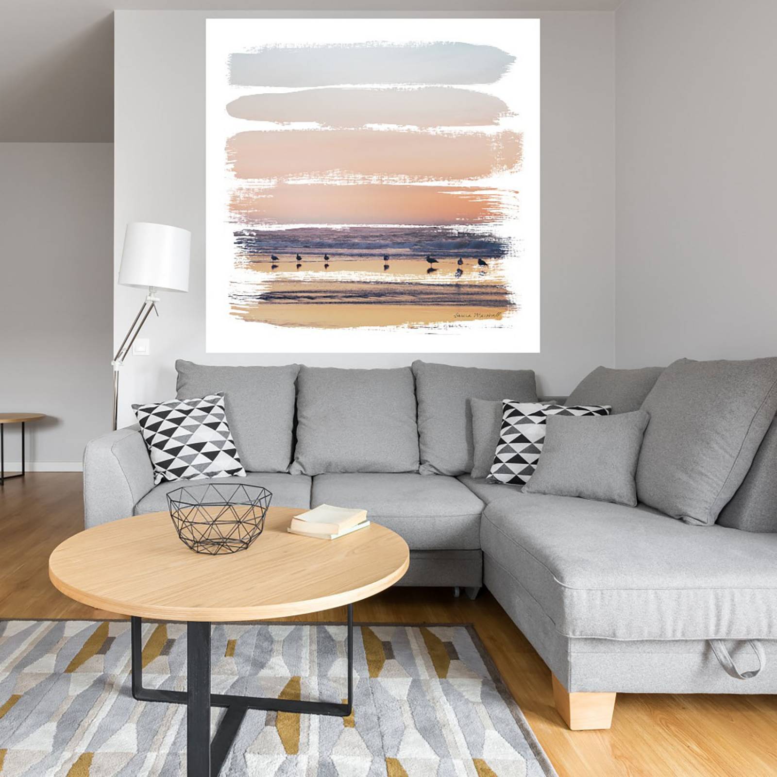 Cuadro Decorativo | Rayas de Atardecer II | Laura Marshall | 94X94 Cm | Arte Abstracto | Impresión en Lienzo | Fine Art TJ