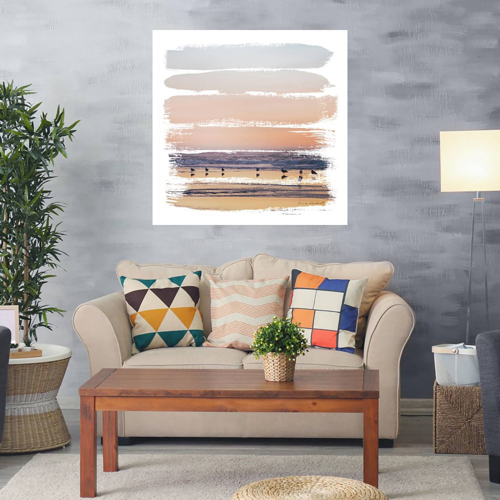 Cuadro Decorativo | Rayas de Atardecer II | Laura Marshall | 122X122 Cm | Arte Abstracto | Impresión en Lienzo | Fine Art TJ