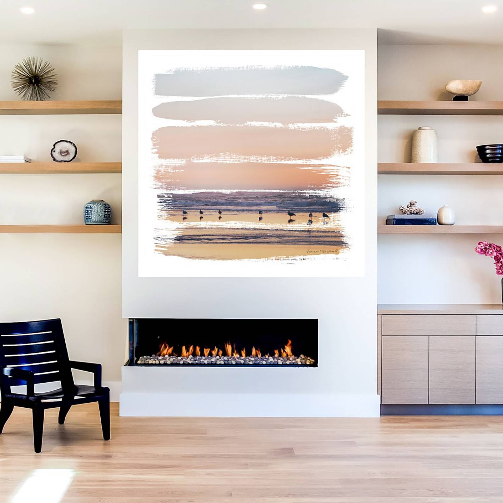 Cuadro Decorativo | Rayas de Atardecer II | Laura Marshall | 122X122 Cm | Arte Abstracto | Impresión en Lienzo | Fine Art TJ