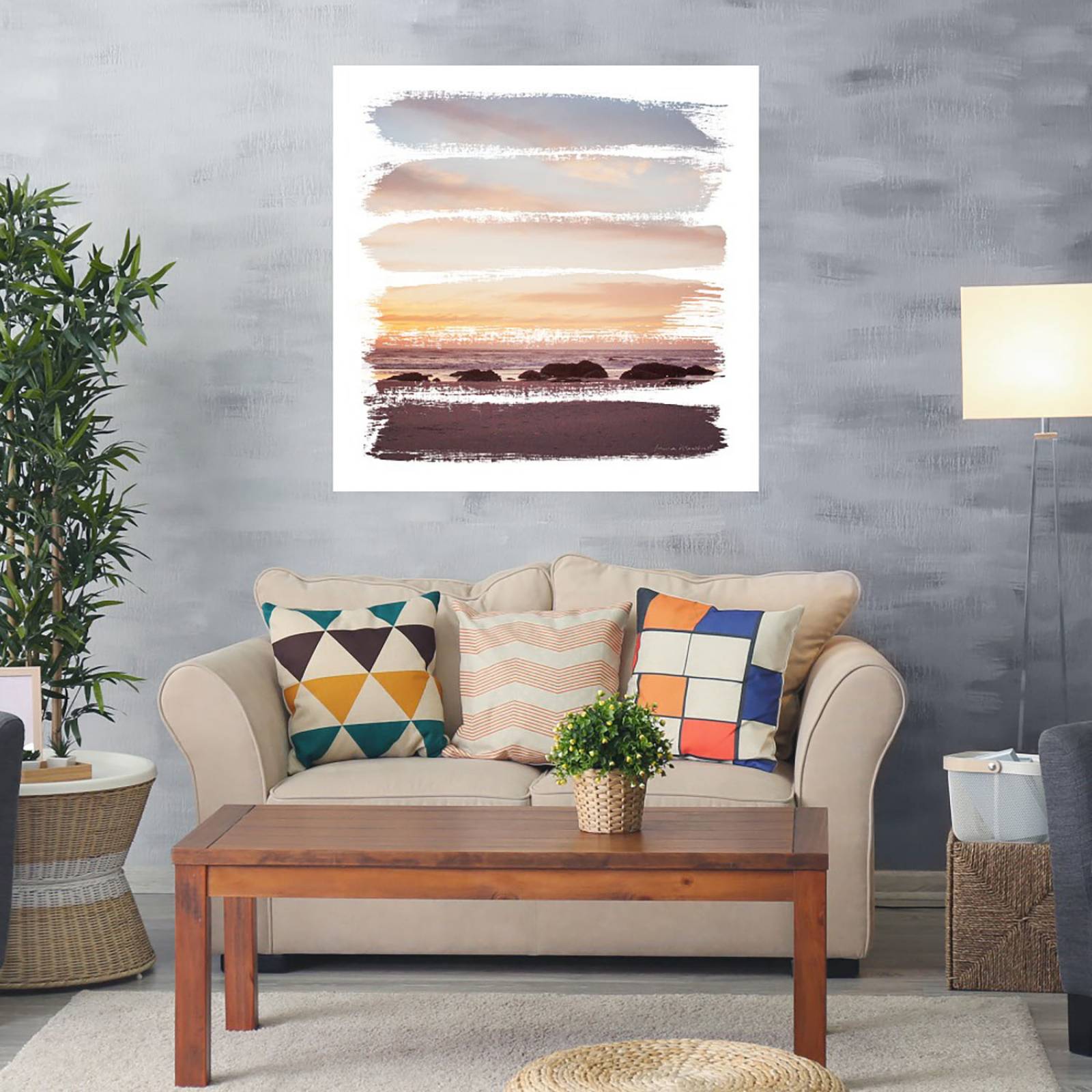 Cuadro Decorativo | Rayas de Atardecer IV | Laura Marshall | 94X94 Cm | Arte Abstracto | Impresión en Lienzo | Fine Art TJ