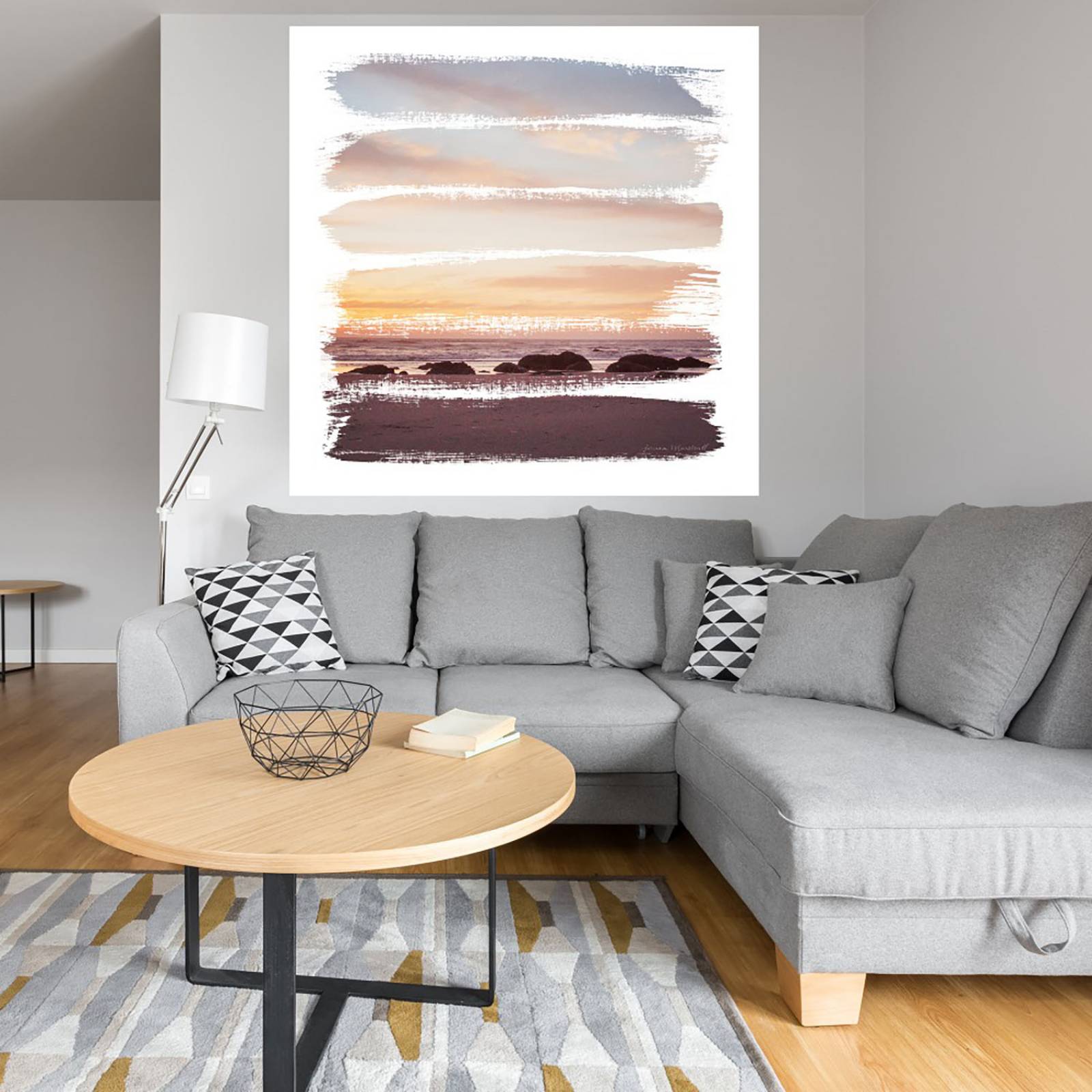 Cuadro Decorativo | Rayas de Atardecer IV | Laura Marshall | 94X94 Cm | Arte Abstracto | Impresión en Lienzo | Fine Art TJ