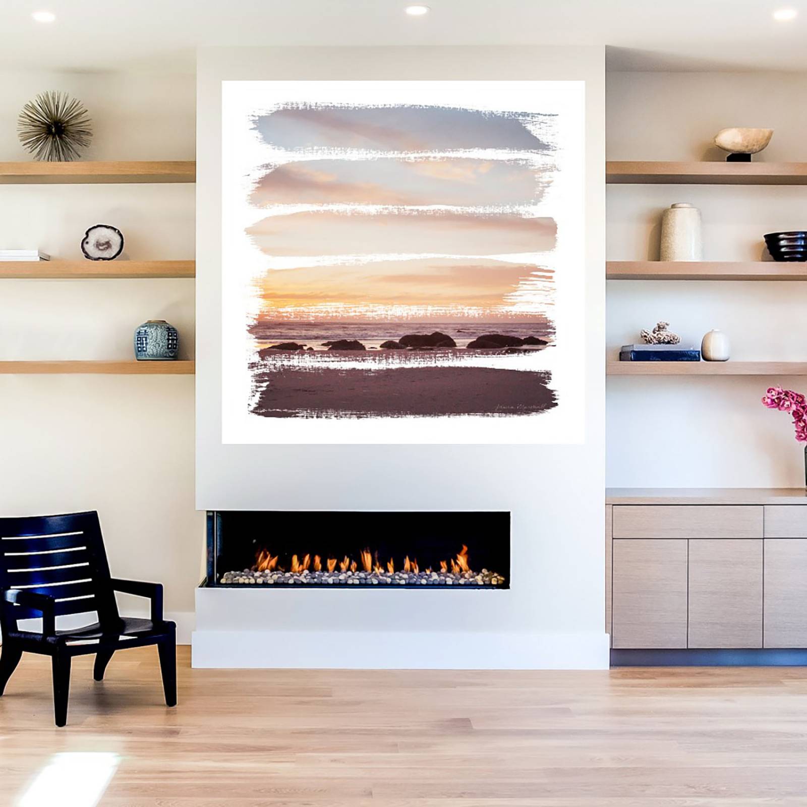 Cuadro Decorativo | Rayas de Atardecer IV | Laura Marshall | 94X94 Cm | Arte Abstracto | Impresión en Lienzo | Fine Art TJ