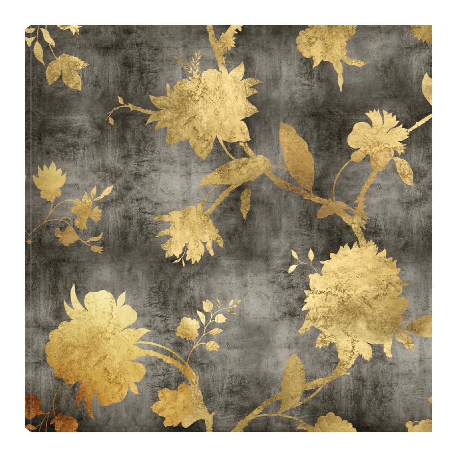 Cuadro Decorativo | Silueta dorada I | Erin Lange | 82X82 Cm | Arte Floral | Impresión en Lienzo | Fine Art TJ