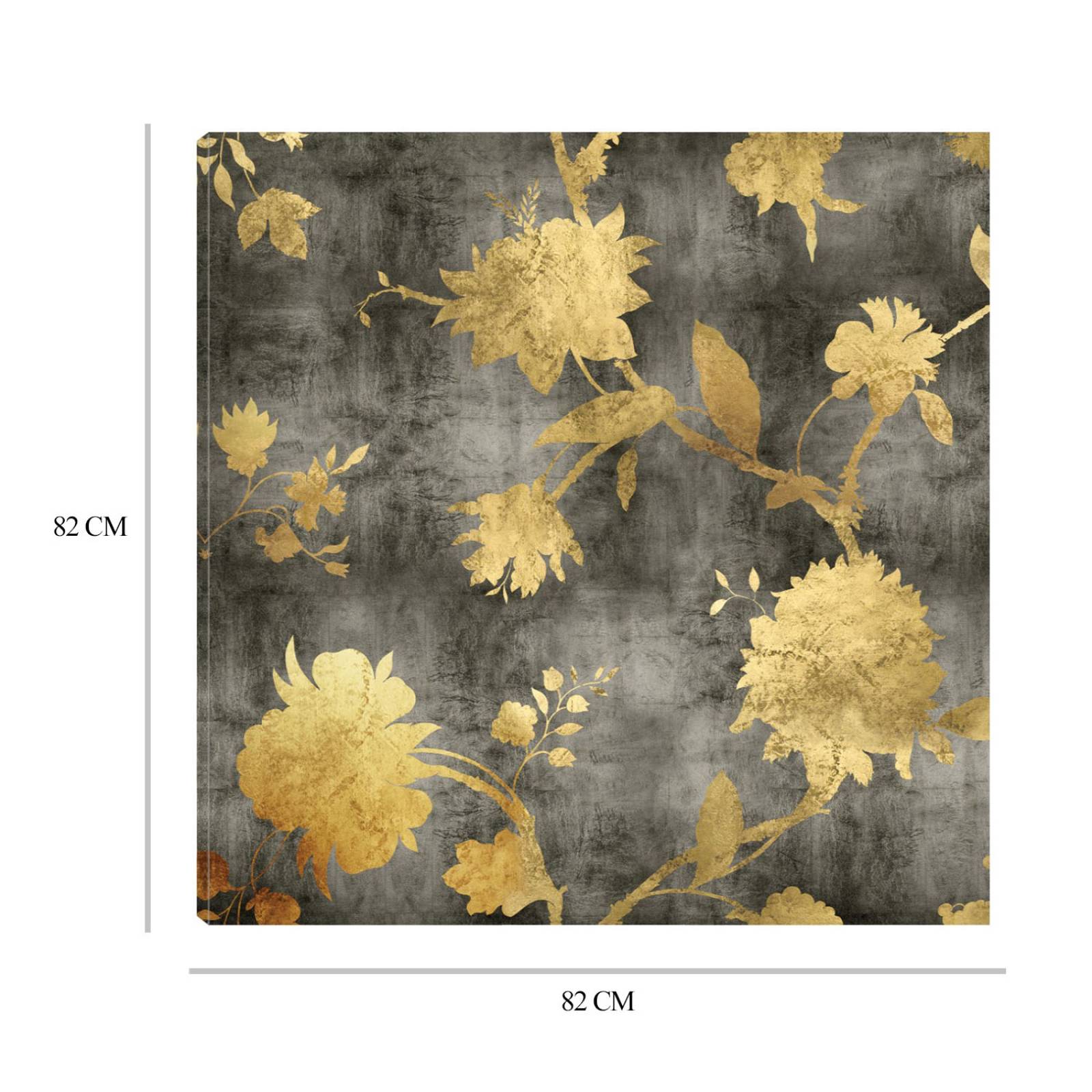 Cuadro Decorativo | Silueta dorada I | Erin Lange | 82X82 Cm | Arte Floral | Impresión en Lienzo | Fine Art TJ