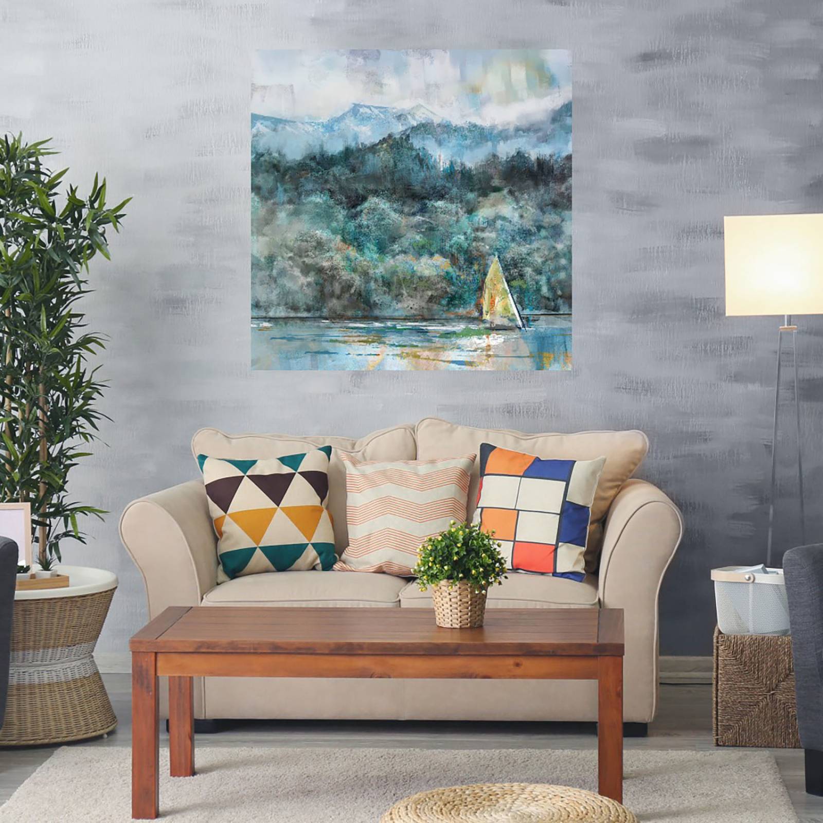 Cuadro Decorativo | Vela en la Montaña | Studio Arts | 82X82 Cm | Arte Paisaje | Impresión en Lienzo | Fine Art TJ