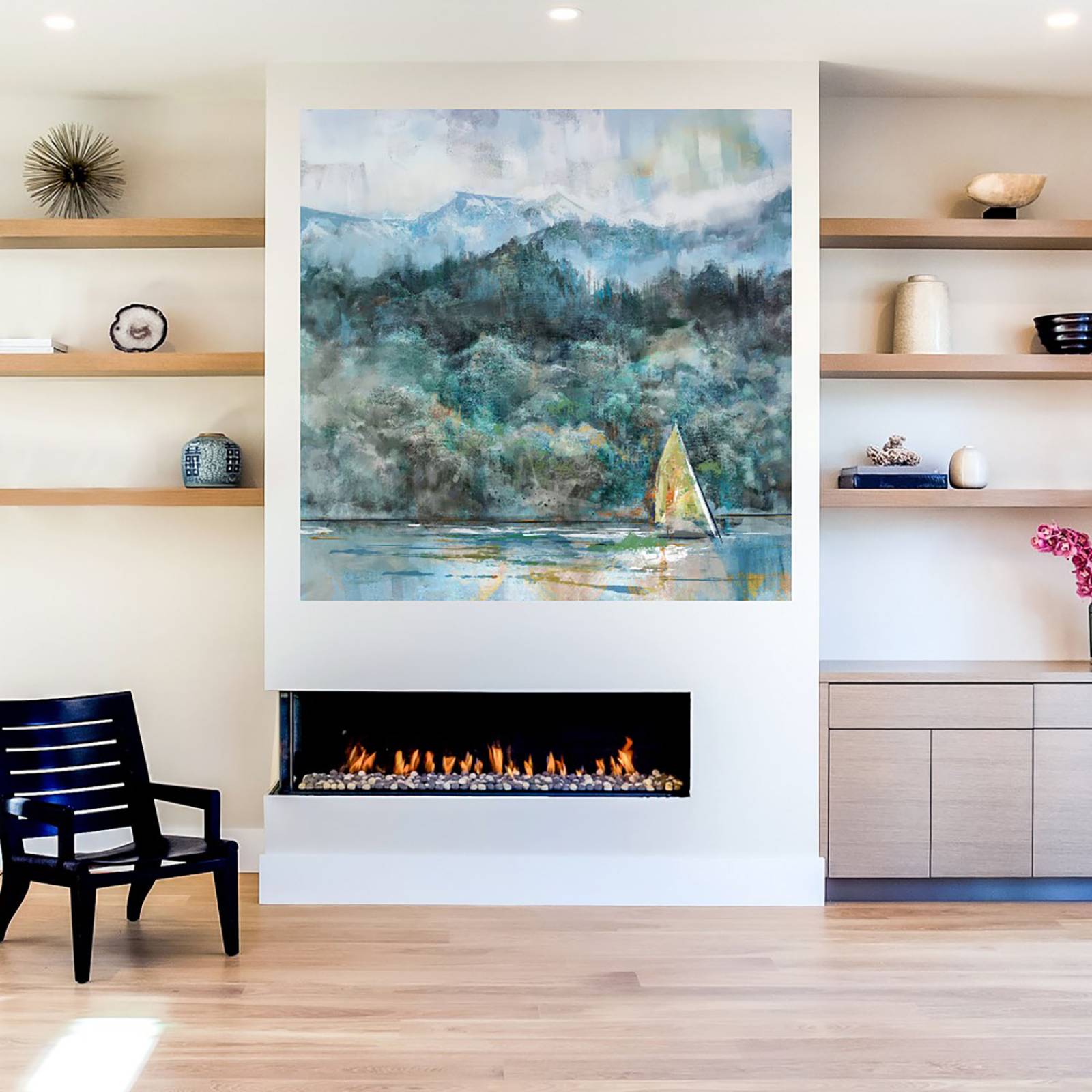 Cuadro Decorativo | Vela en la Montaña | Studio Arts | 82X82 Cm | Arte Paisaje | Impresión en Lienzo | Fine Art TJ