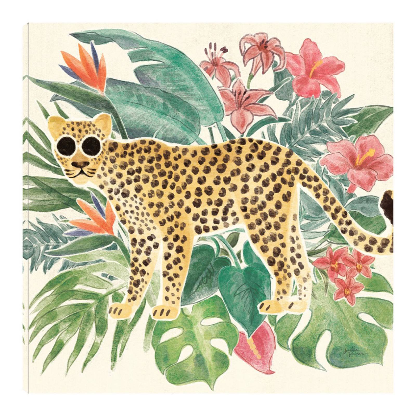 Cuadro Decorativo | Vibras de Jungla Jaguar | Janelle Penner | 122X122 Cm | Arte Animales | Impresión en Lienzo | Fine Art TJ