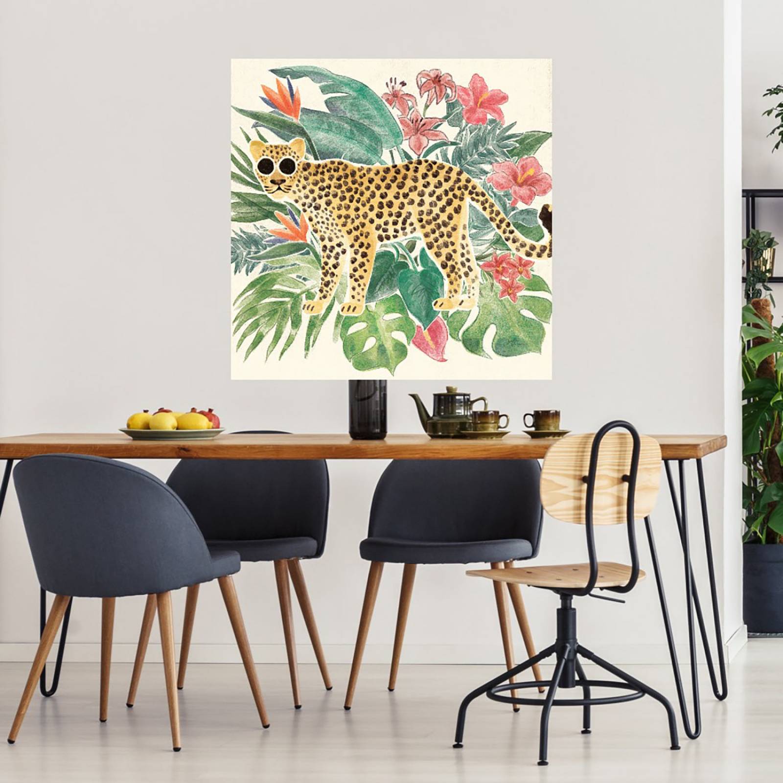 Cuadro Decorativo | Vibras de Jungla Jaguar | Janelle Penner | 122X122 Cm | Arte Animales | Impresión en Lienzo | Fine Art TJ