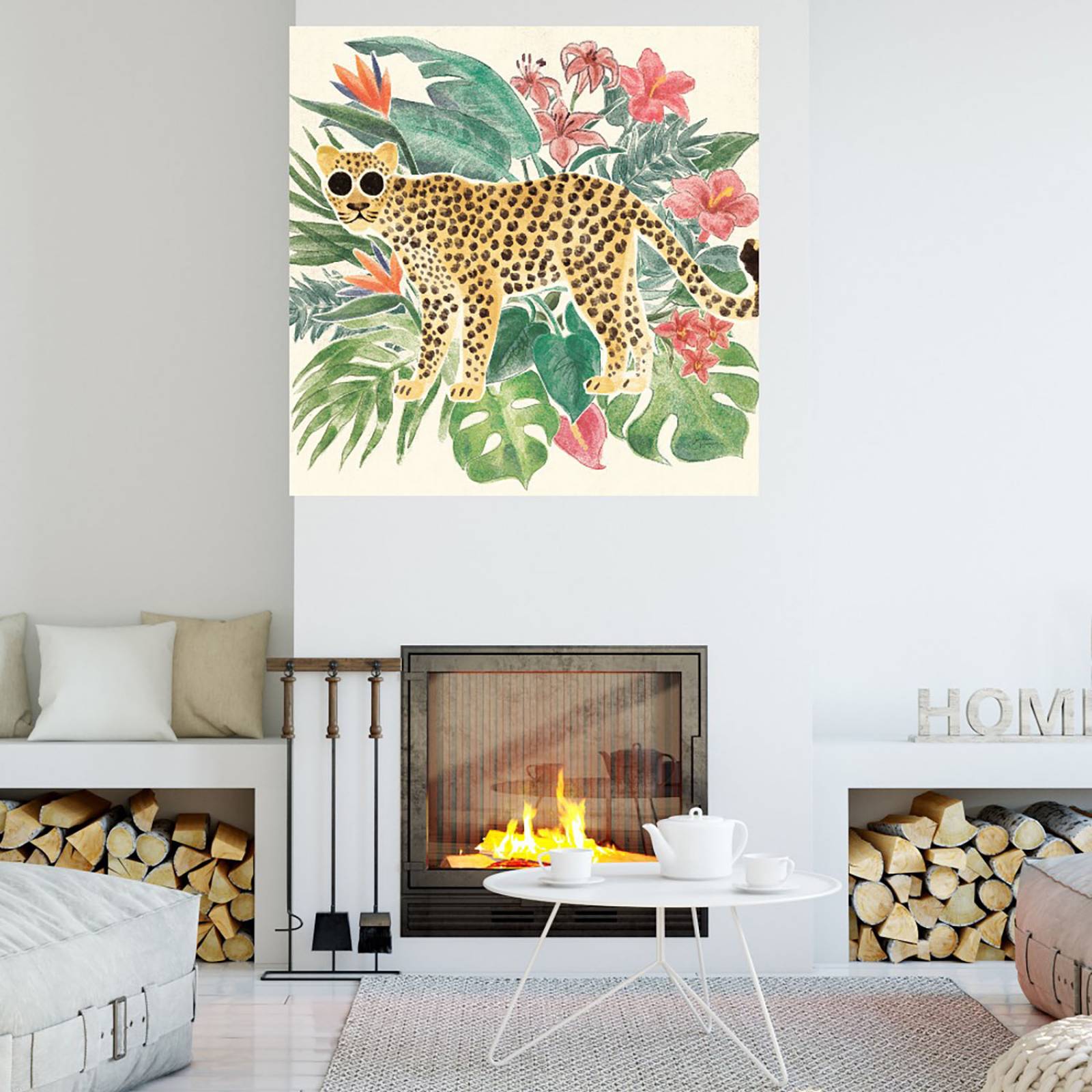 Cuadro Decorativo | Vibras de Jungla Jaguar | Janelle Penner | 122X122 Cm | Arte Animales | Impresión en Lienzo | Fine Art TJ