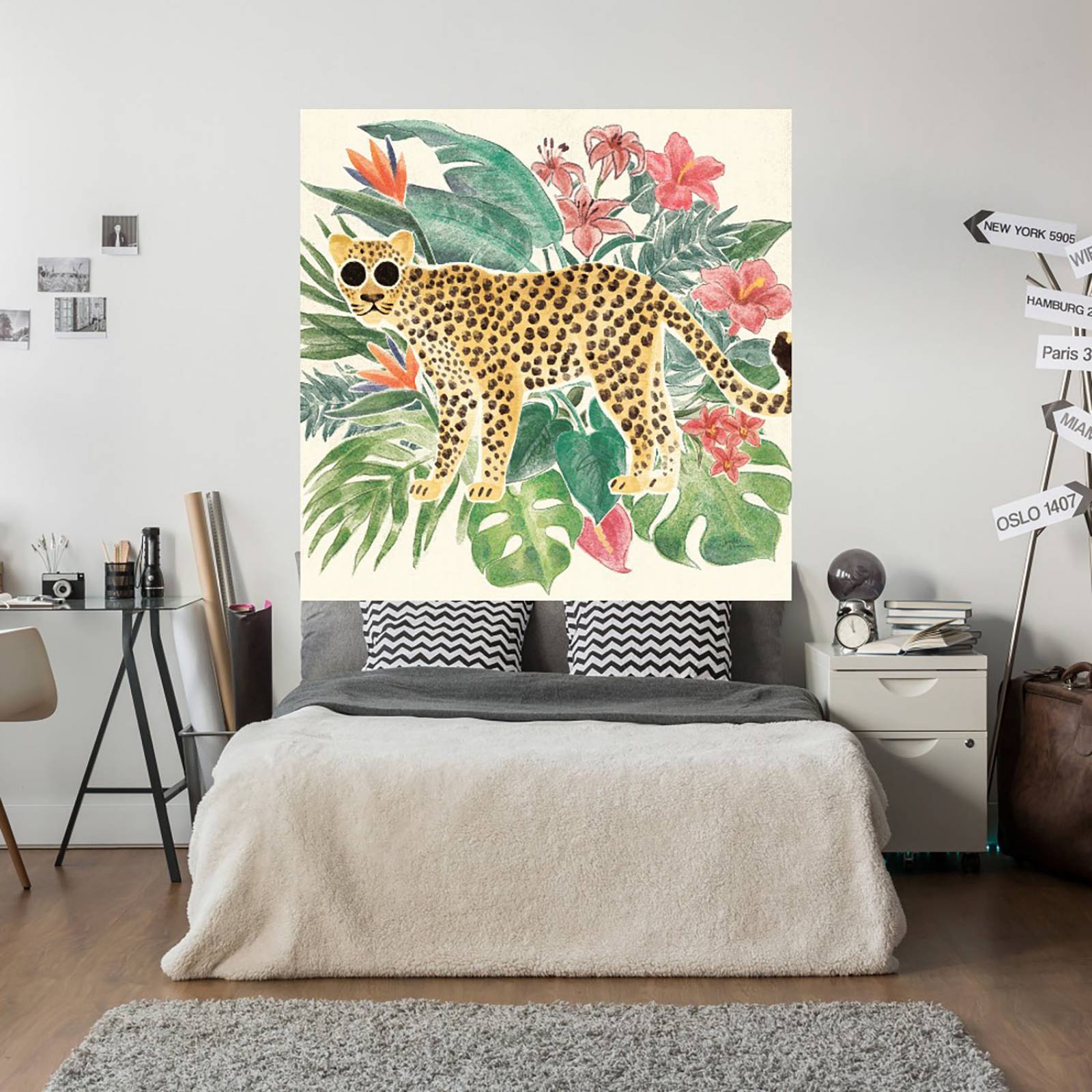 Cuadro Decorativo | Vibras de Jungla Jaguar | Janelle Penner | 122X122 Cm | Arte Animales | Impresión en Lienzo | Fine Art TJ