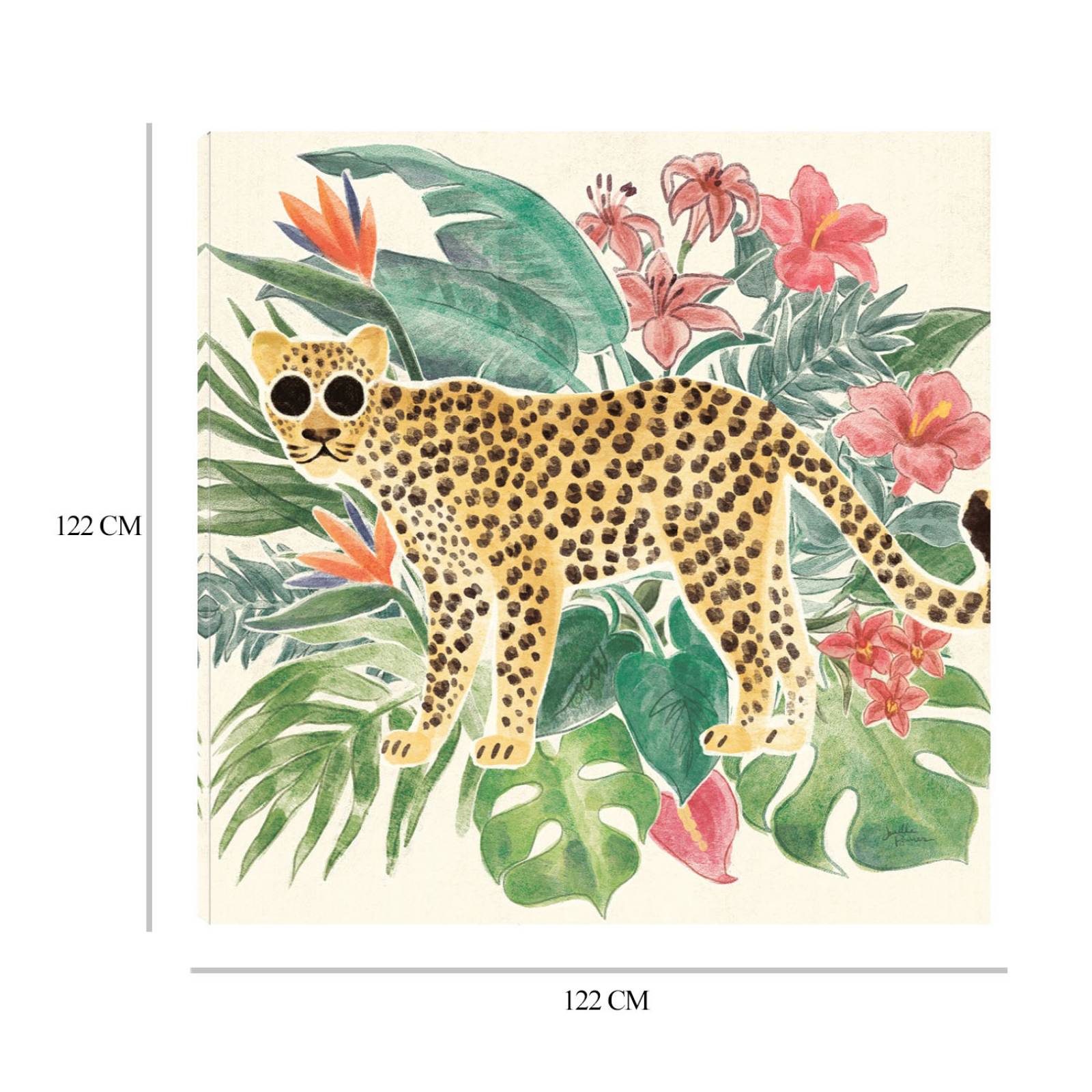 Cuadro Decorativo | Vibras de Jungla Jaguar | Janelle Penner | 122X122 Cm | Arte Animales | Impresión en Lienzo | Fine Art TJ