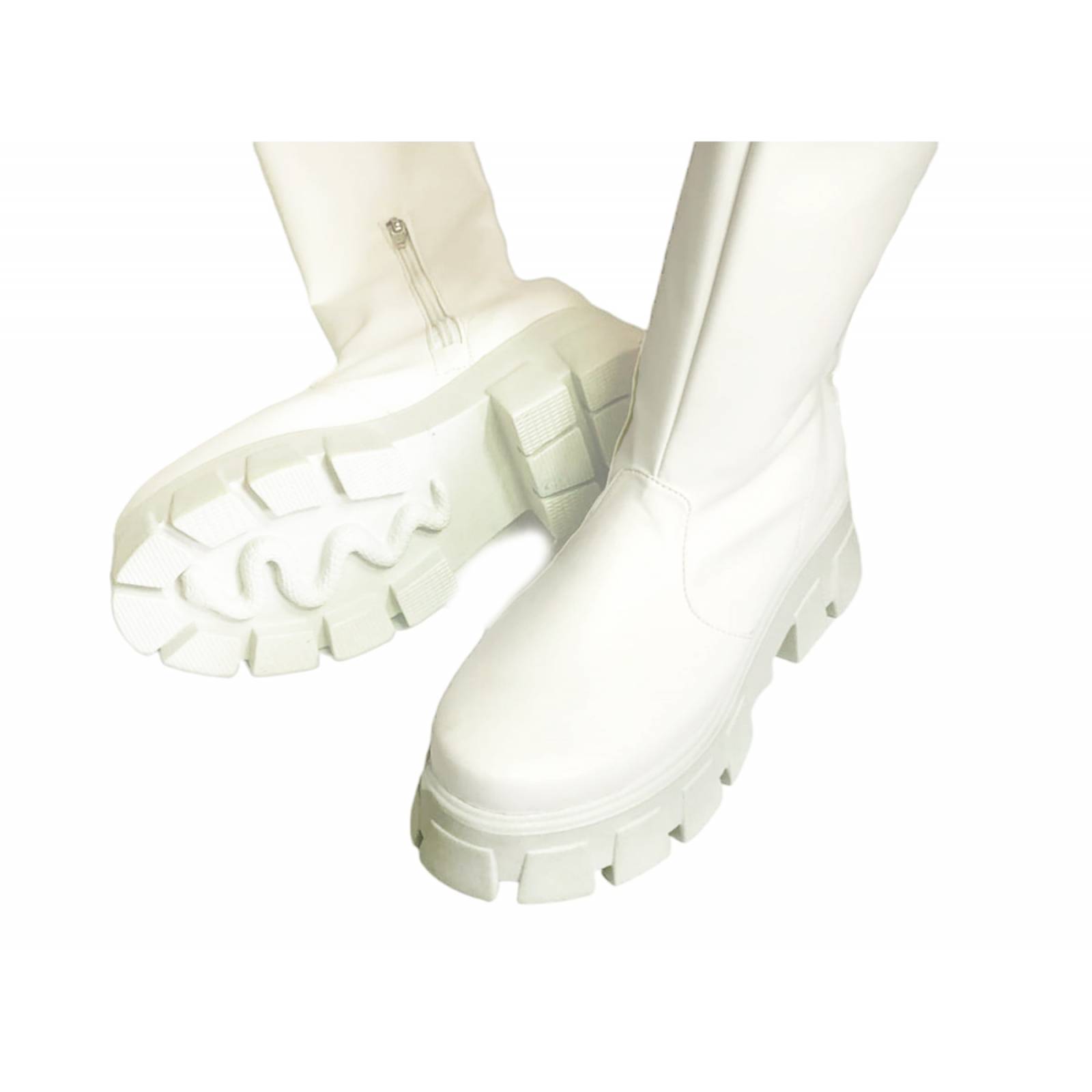 Botas Largas Maxibotas stretch para dama de Piel Sintetica Con Plataforma,mod. capretto