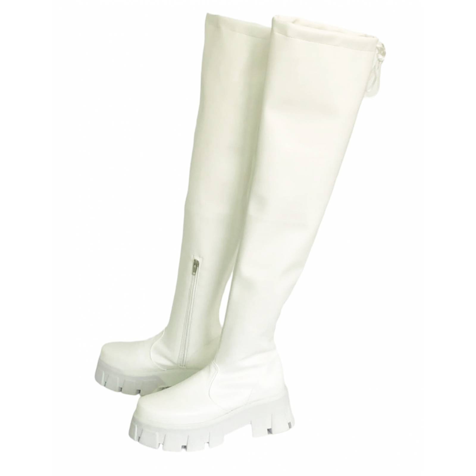 Botas Largas Maxibotas stretch para dama de Piel Sintetica Con Plataforma,mod. capretto