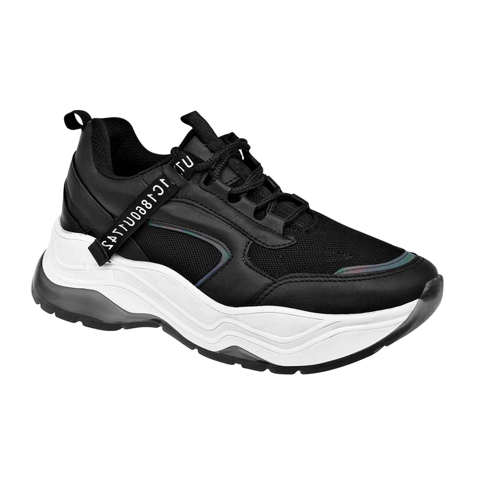 Tenis tipo deportivo Exterior Piel sintética Color Negro Para Mujer