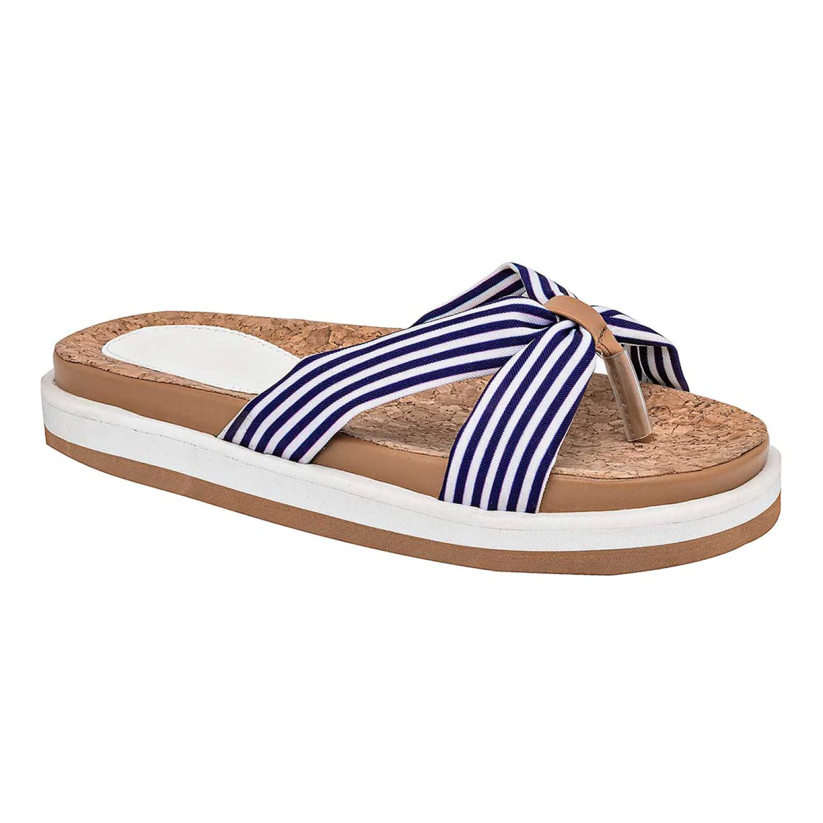 Sandalias de piso Marca Exterior Textil Color Blanco