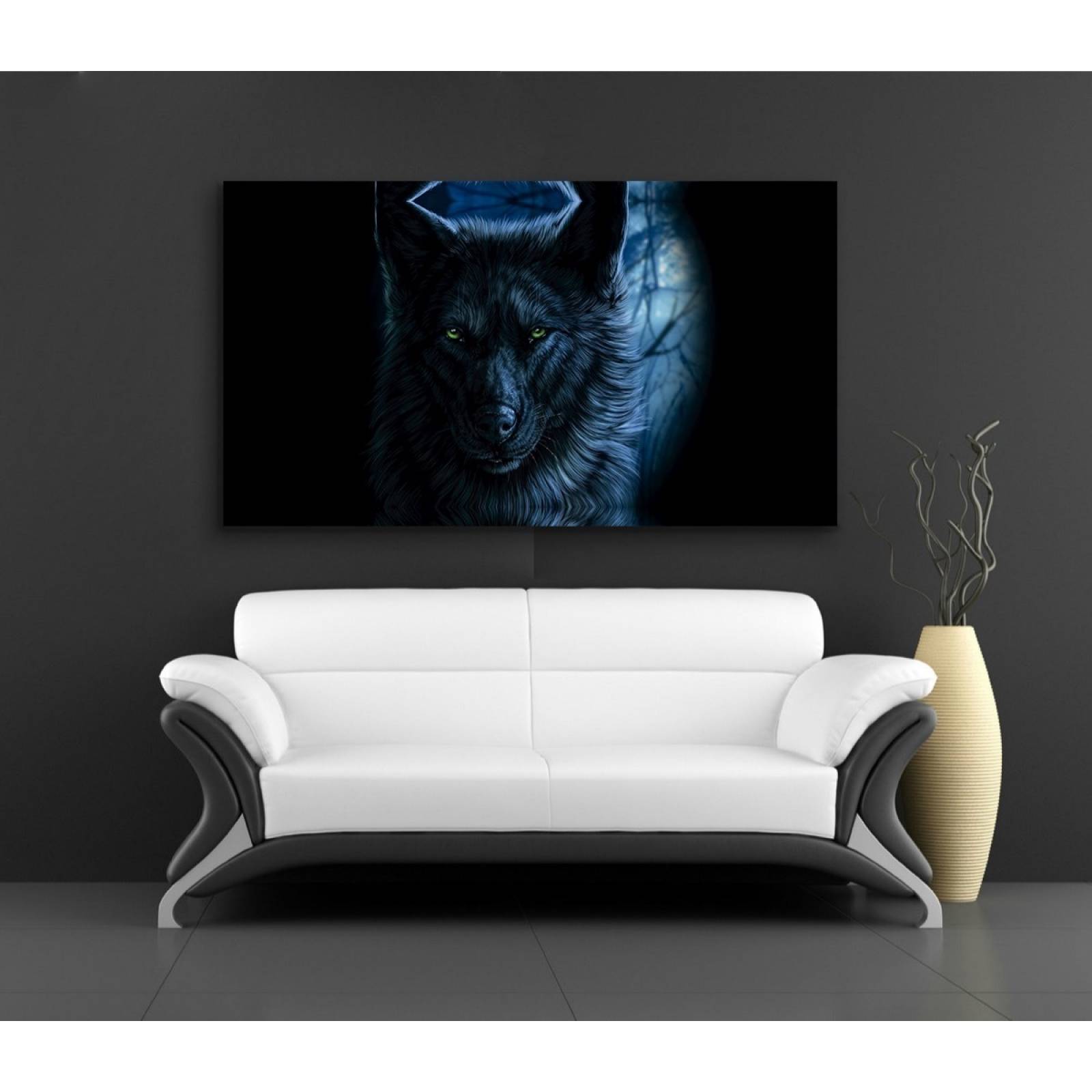 Cuadro Decorativo Moderno Para Recamara O Sala Lobo Negro