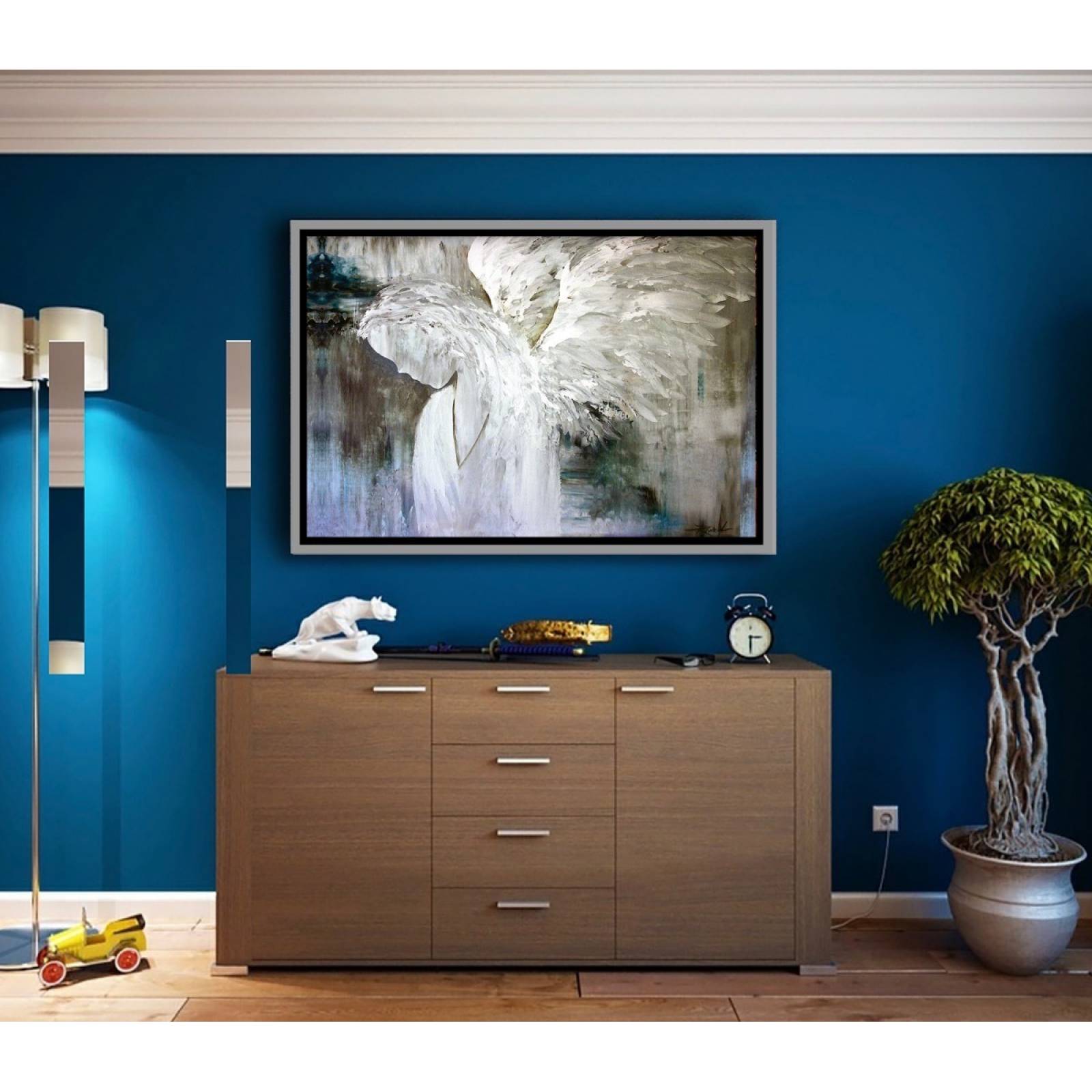 Cuadro Decorativo Abstracto Para Sala Recamara Angel Blanco