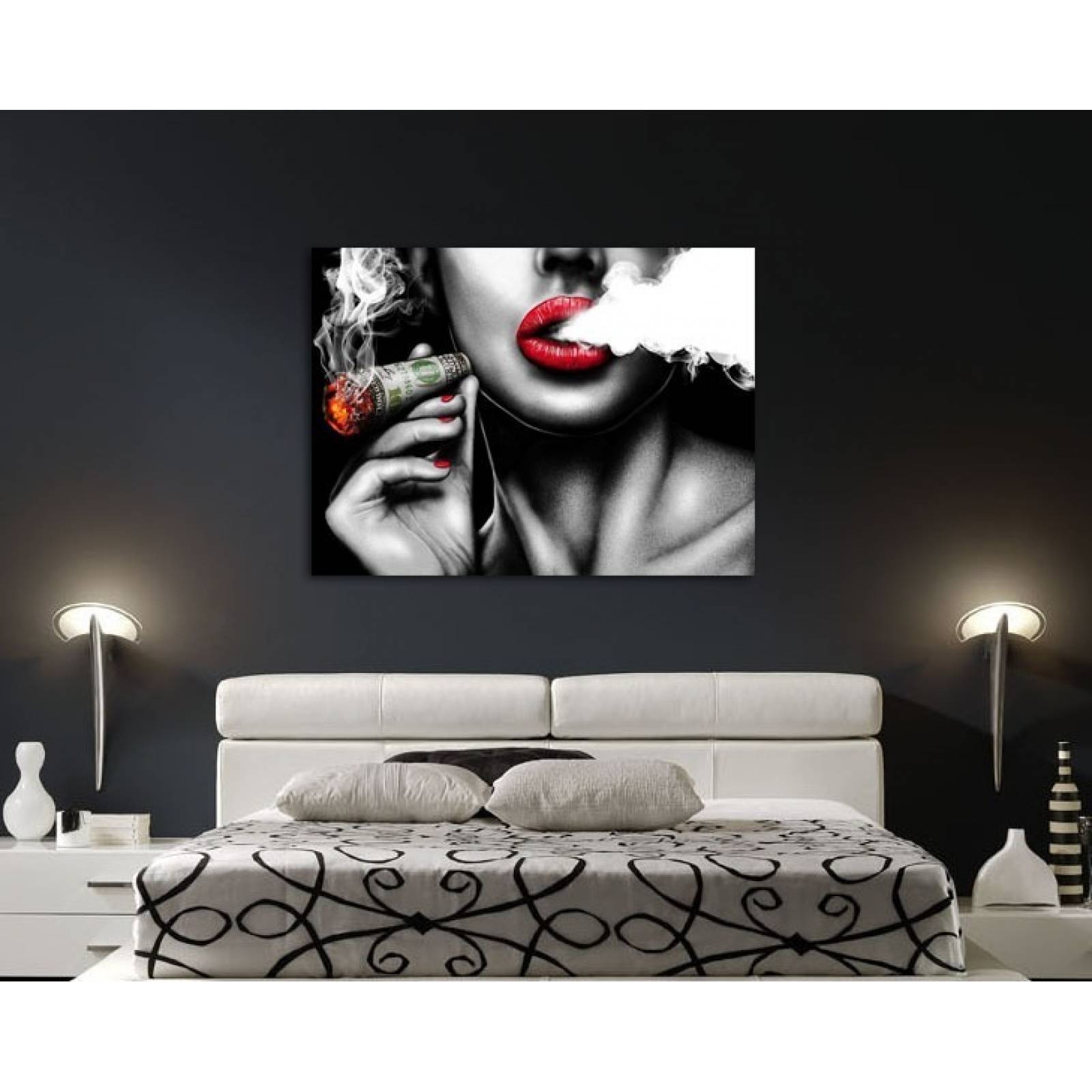 Cuadro Decorativo Para Recamara, Labios Rojos